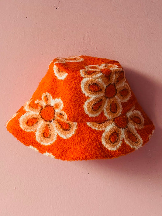 Orange floral bucket hat