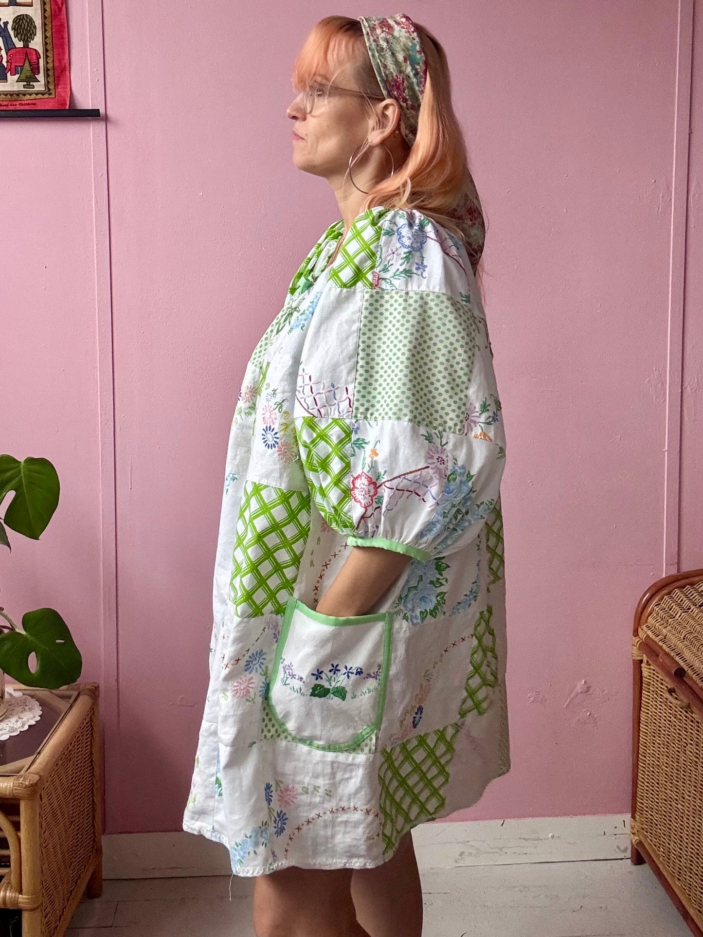 Green patchwork dress