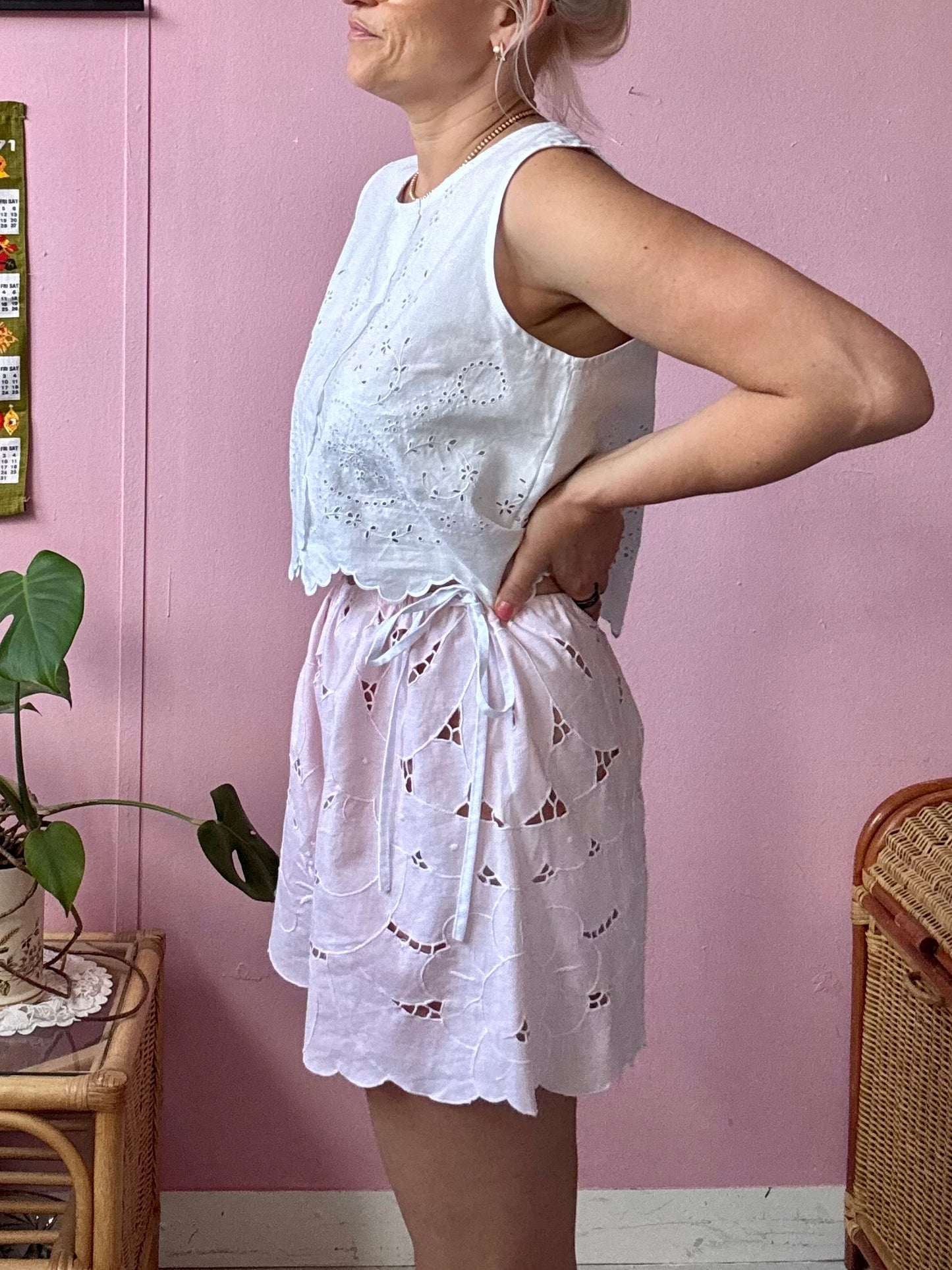 Light pink floral shorts