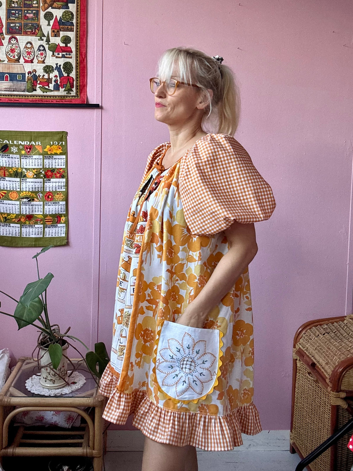 Herbs and spices vintage teatowel dress