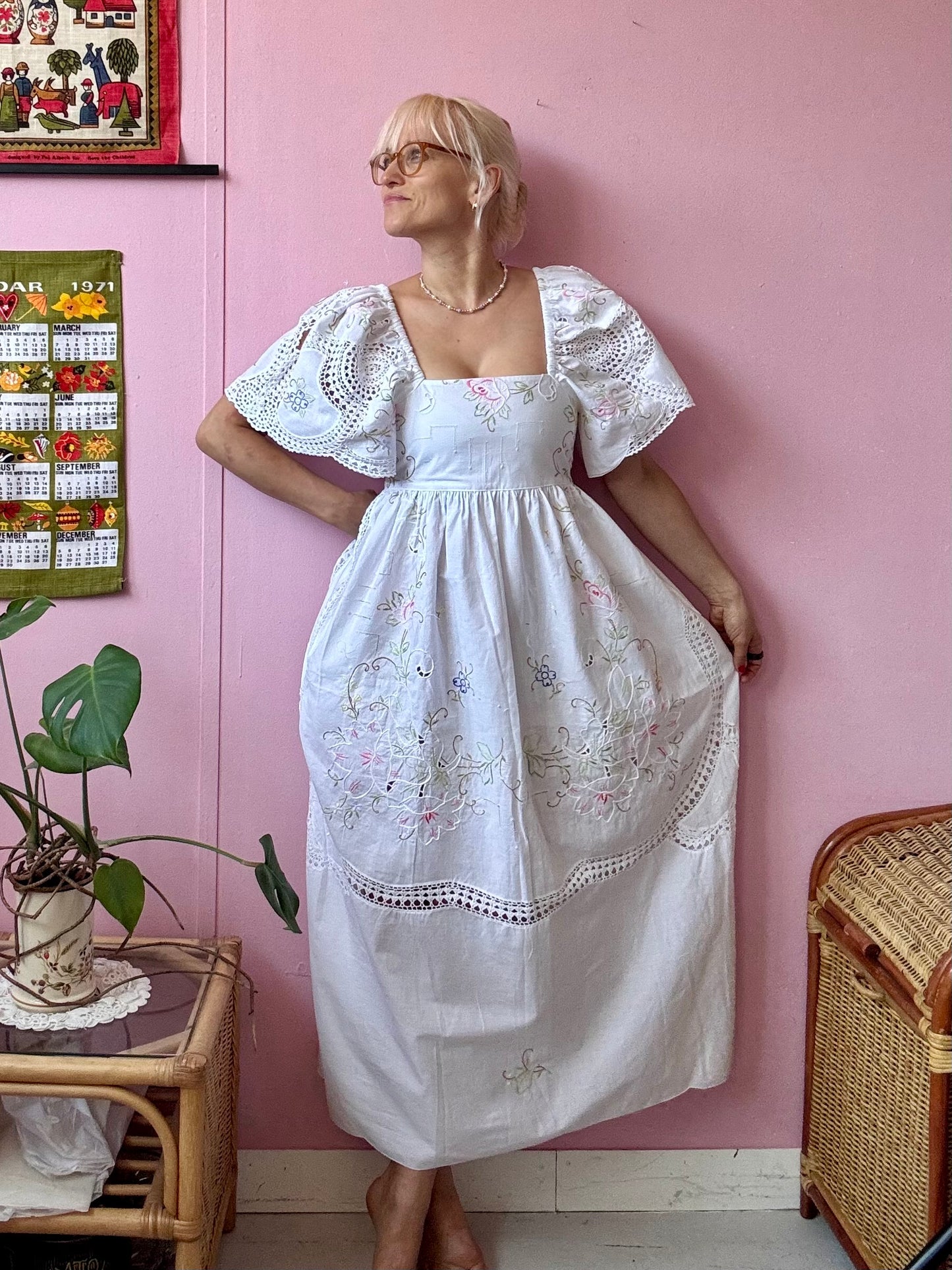 Floral and lace maxi dress