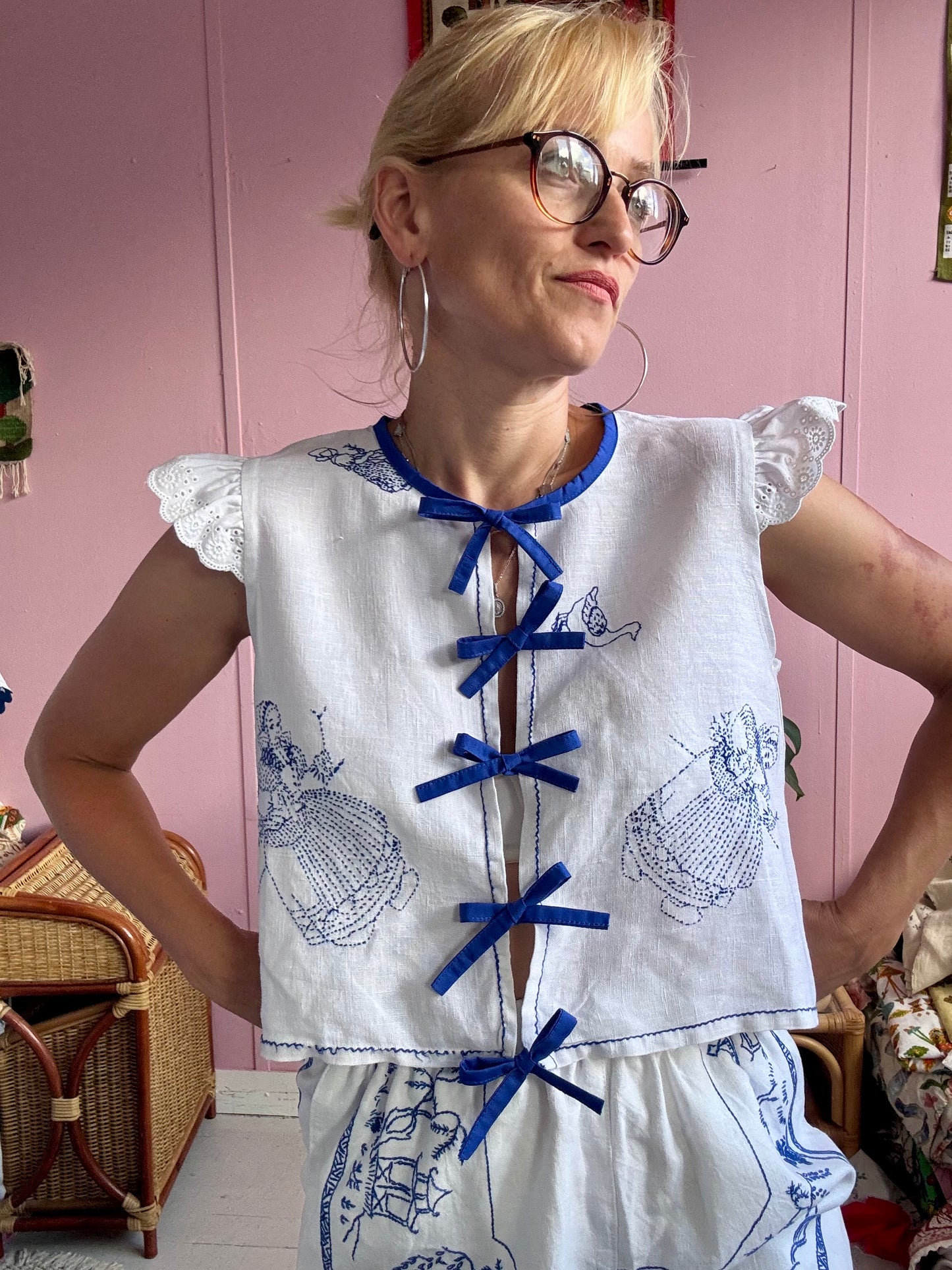 White blouse with hand embroidery