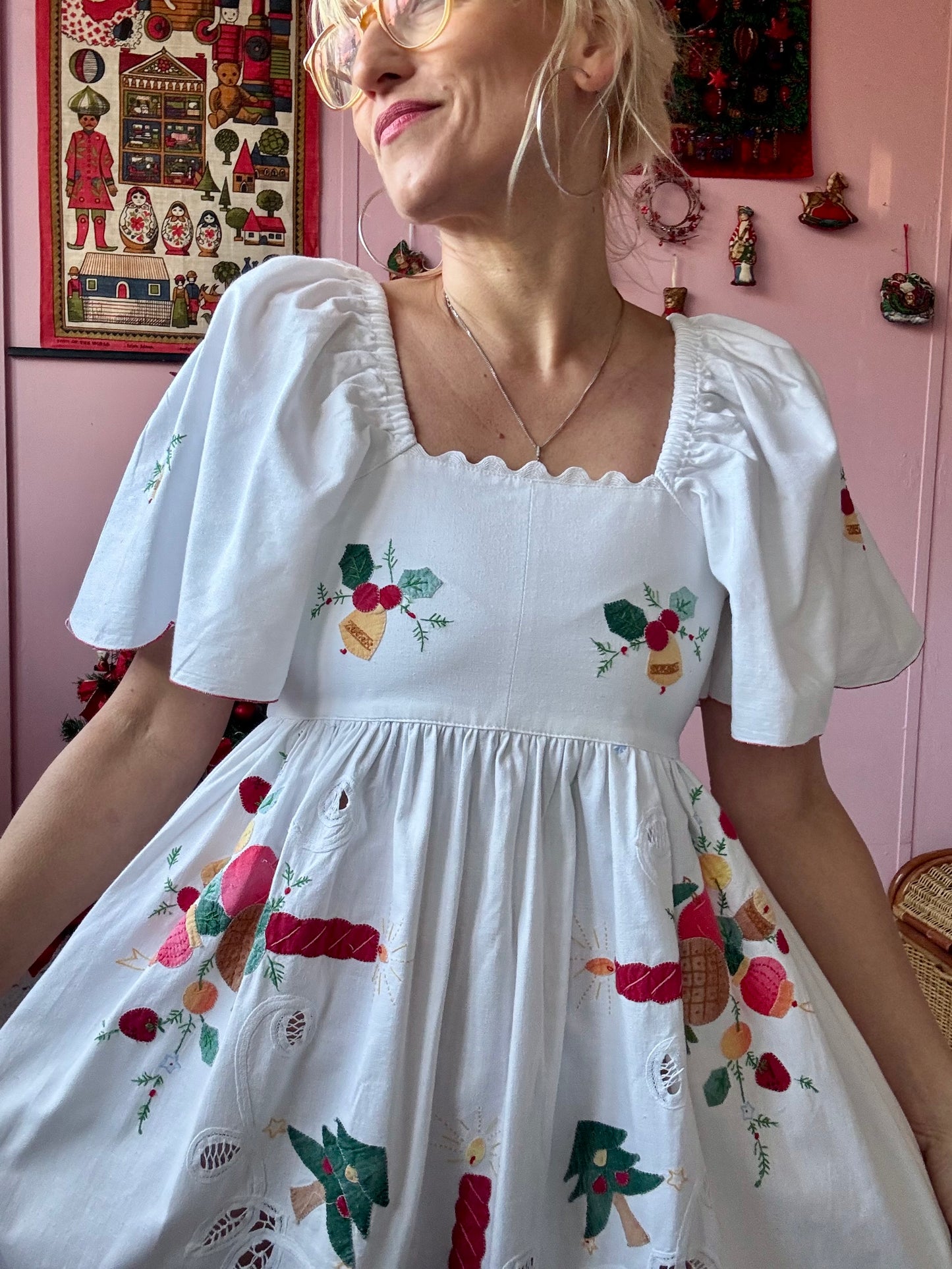 Christmas maxi dress with white ric rac