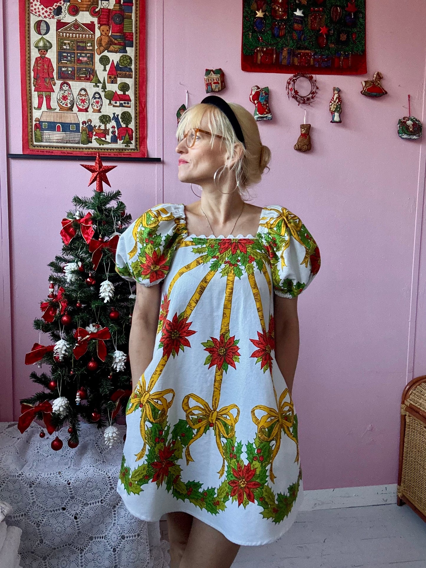 Christmas print mini dress