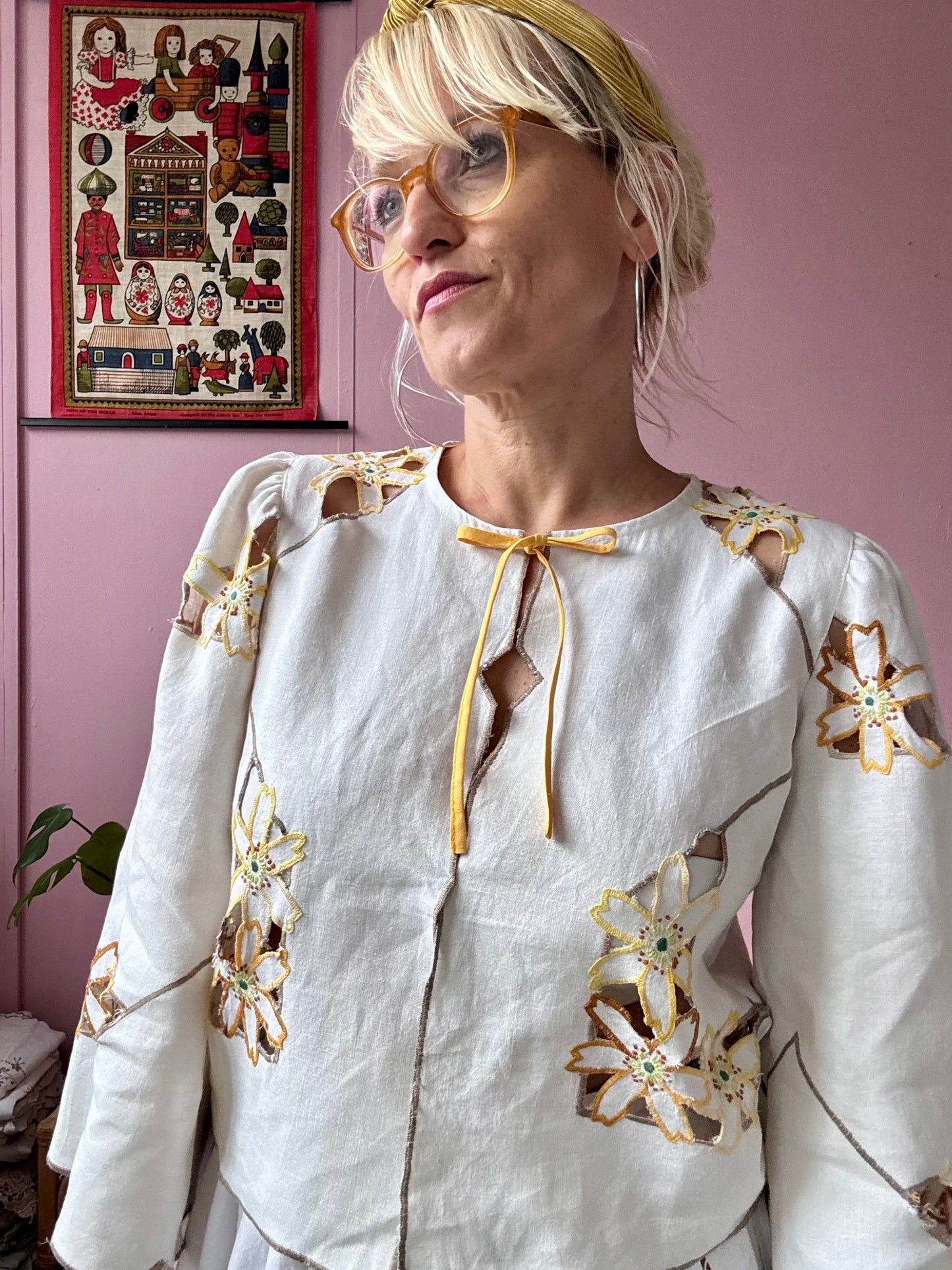 Yellow floral light blouse