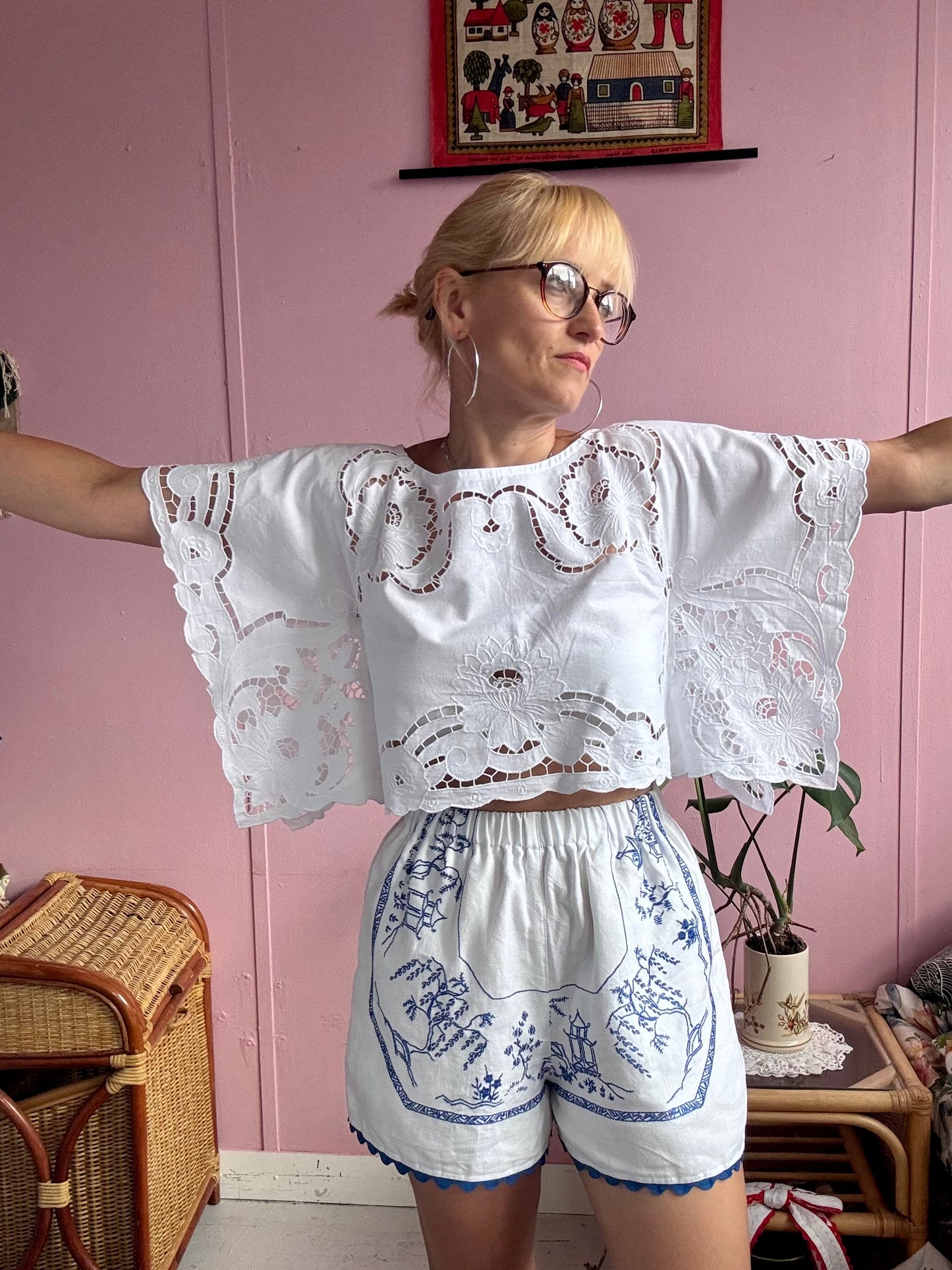 Floral cut out basic top