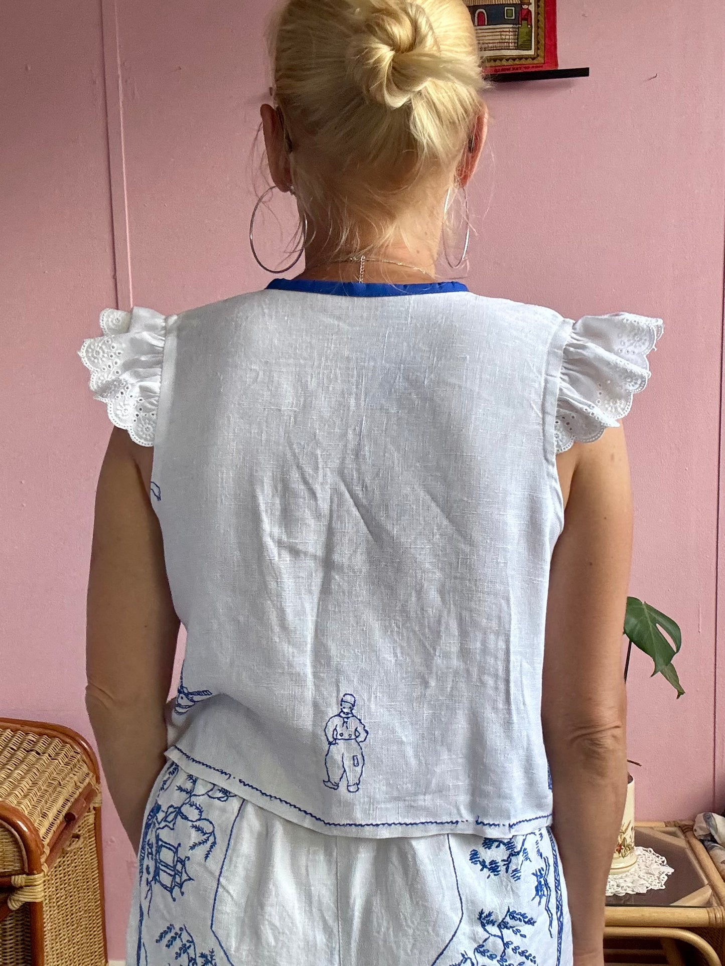 White blouse with hand embroidery