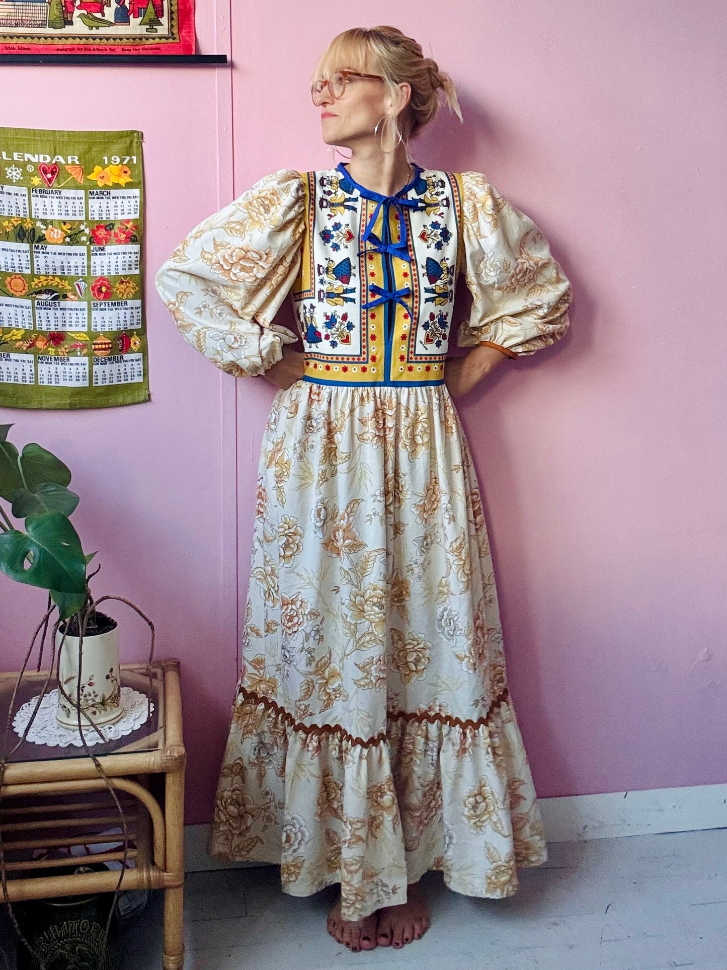 Floral and folklore maxi dress