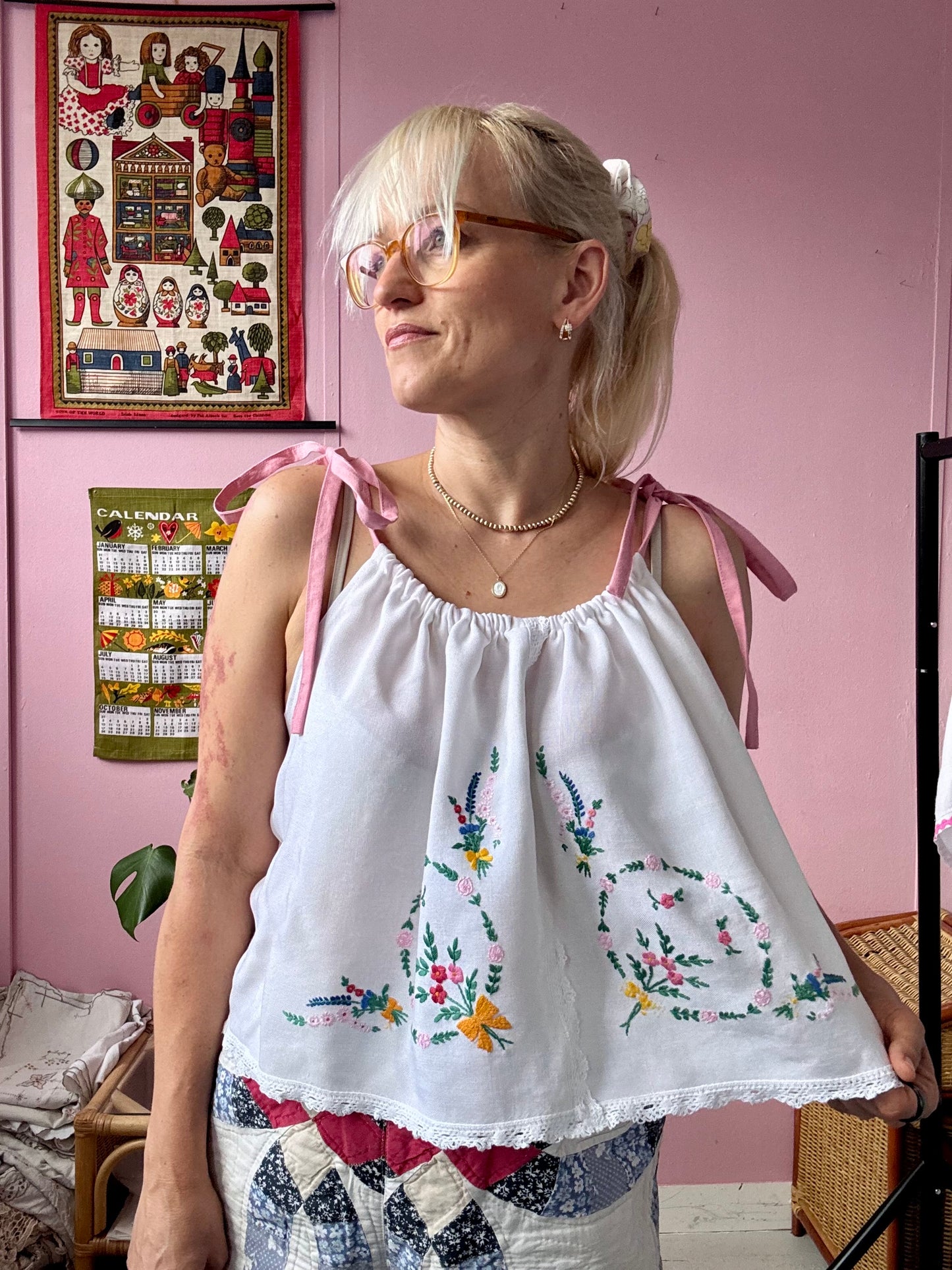 Embroidery and lace summer top