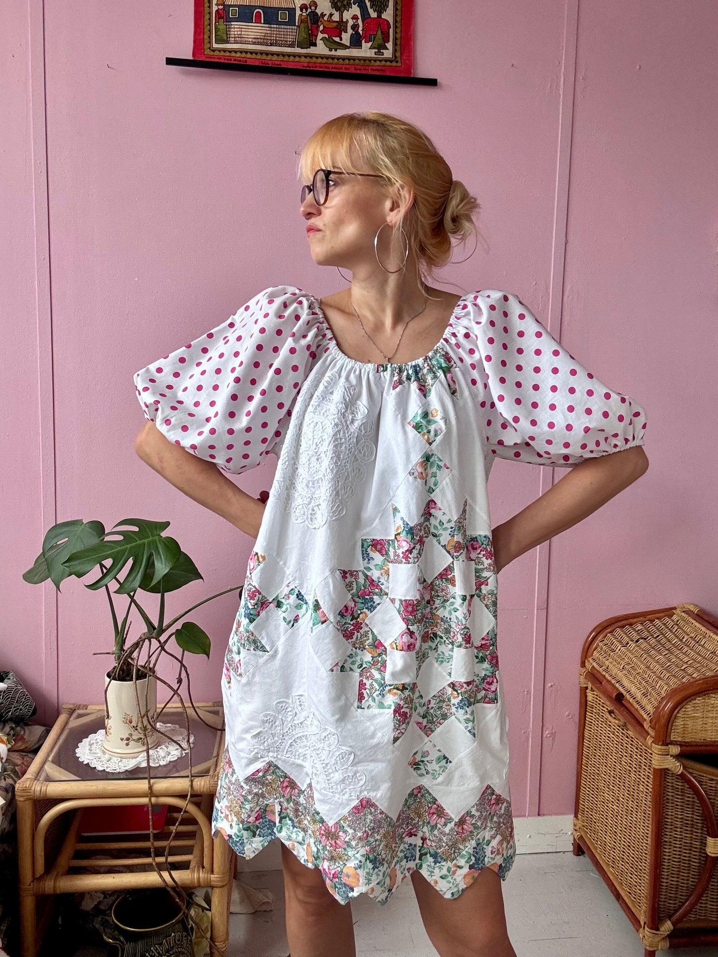 Patchwork and dots dress