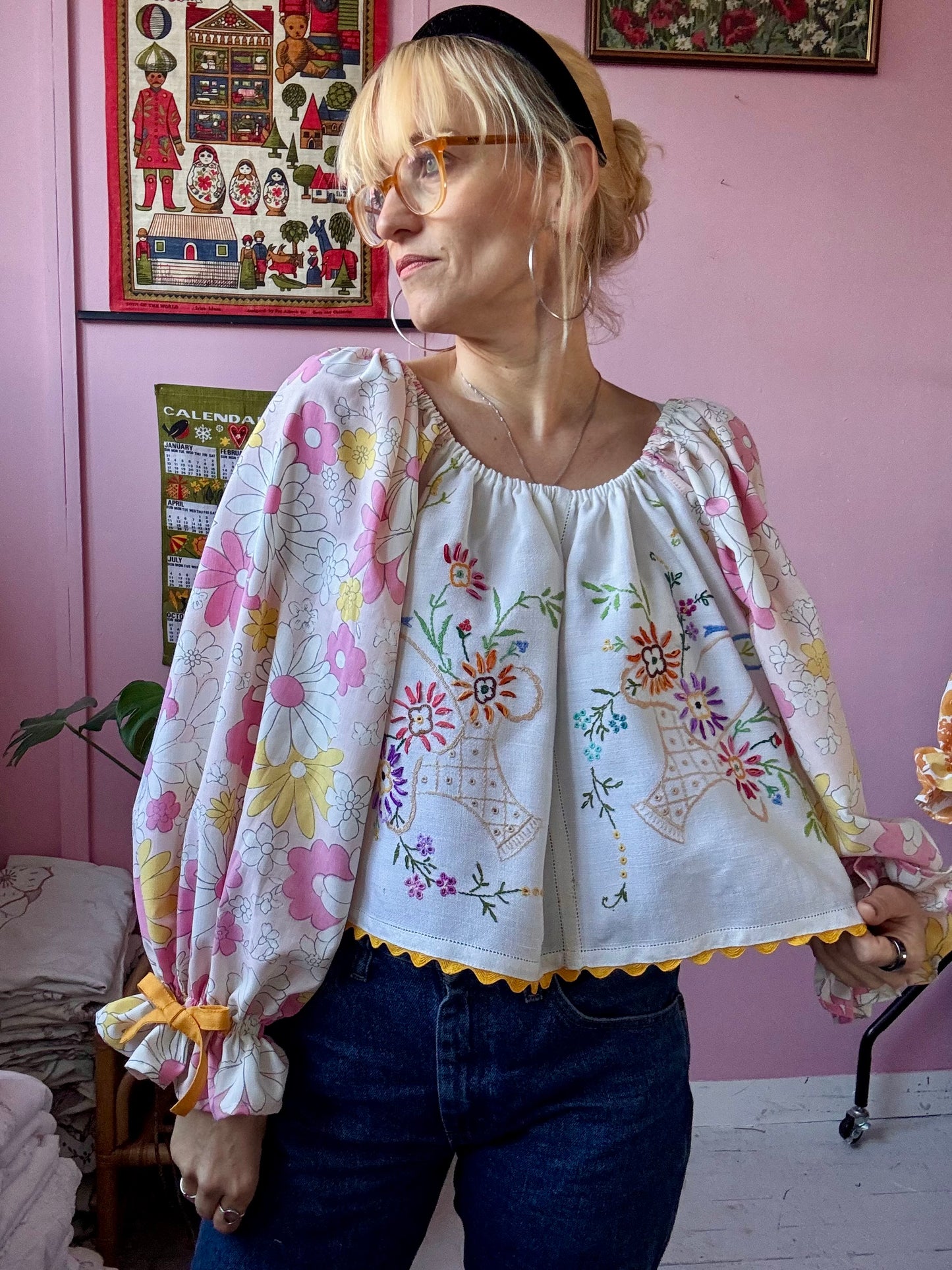 Pink/yellow floral top