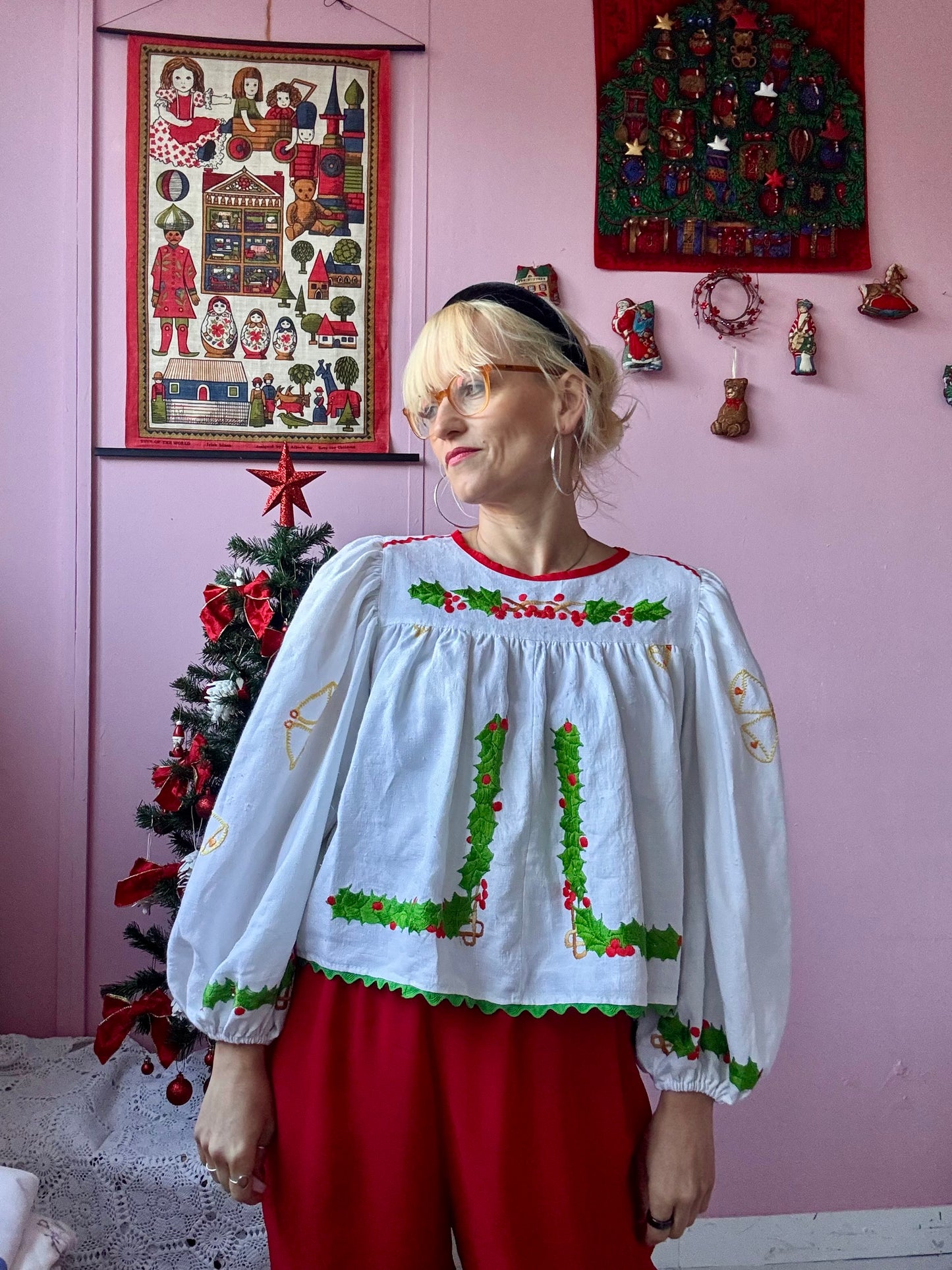 Christmas long sleeves blouse