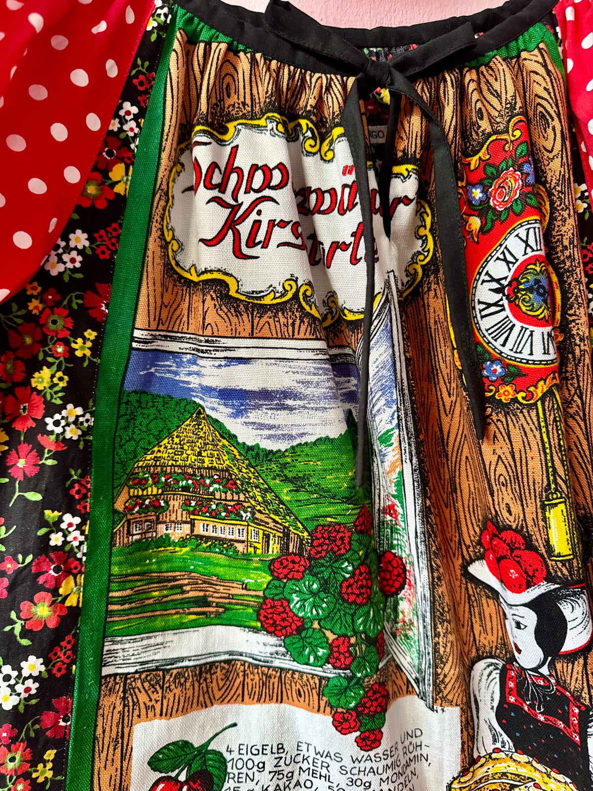 Vintage teatowel and polka dots short dress
