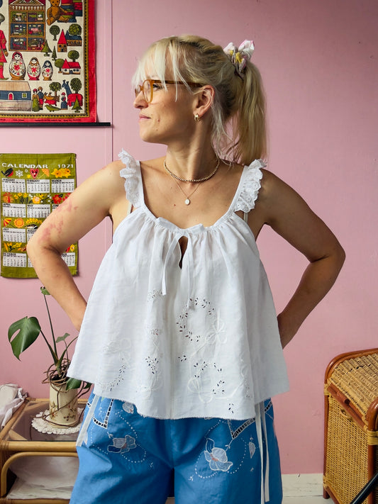 White top with white straps