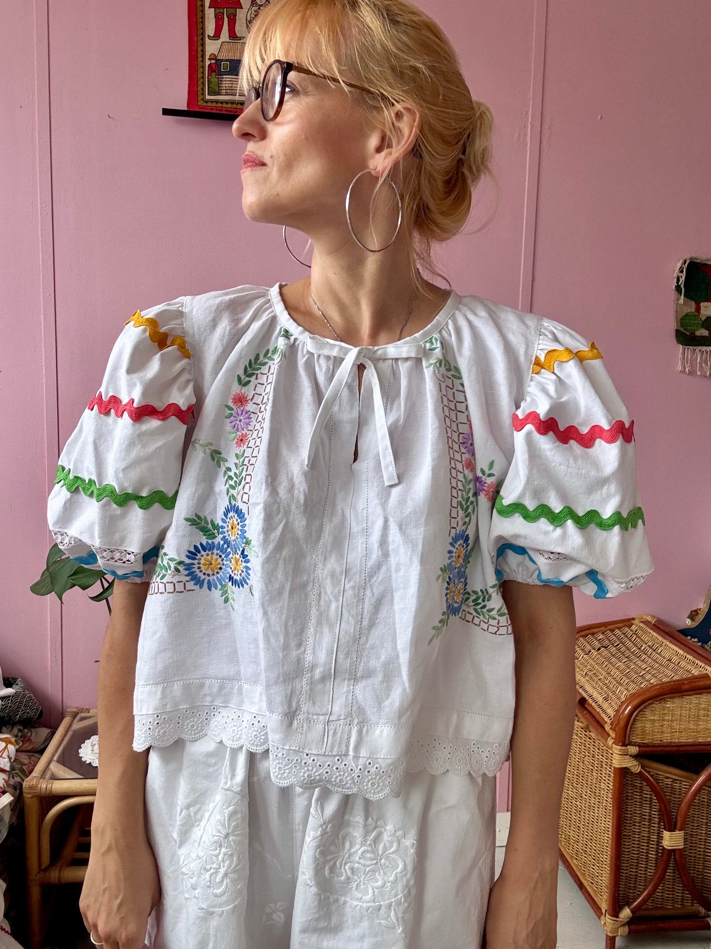 Embroidery and ric rac blouse