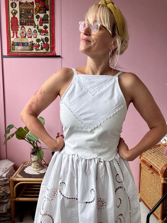 All white back tie top