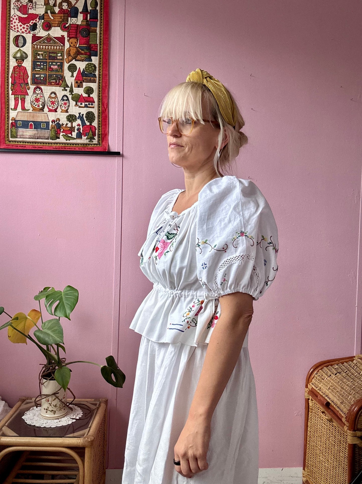 White embroidery blouse