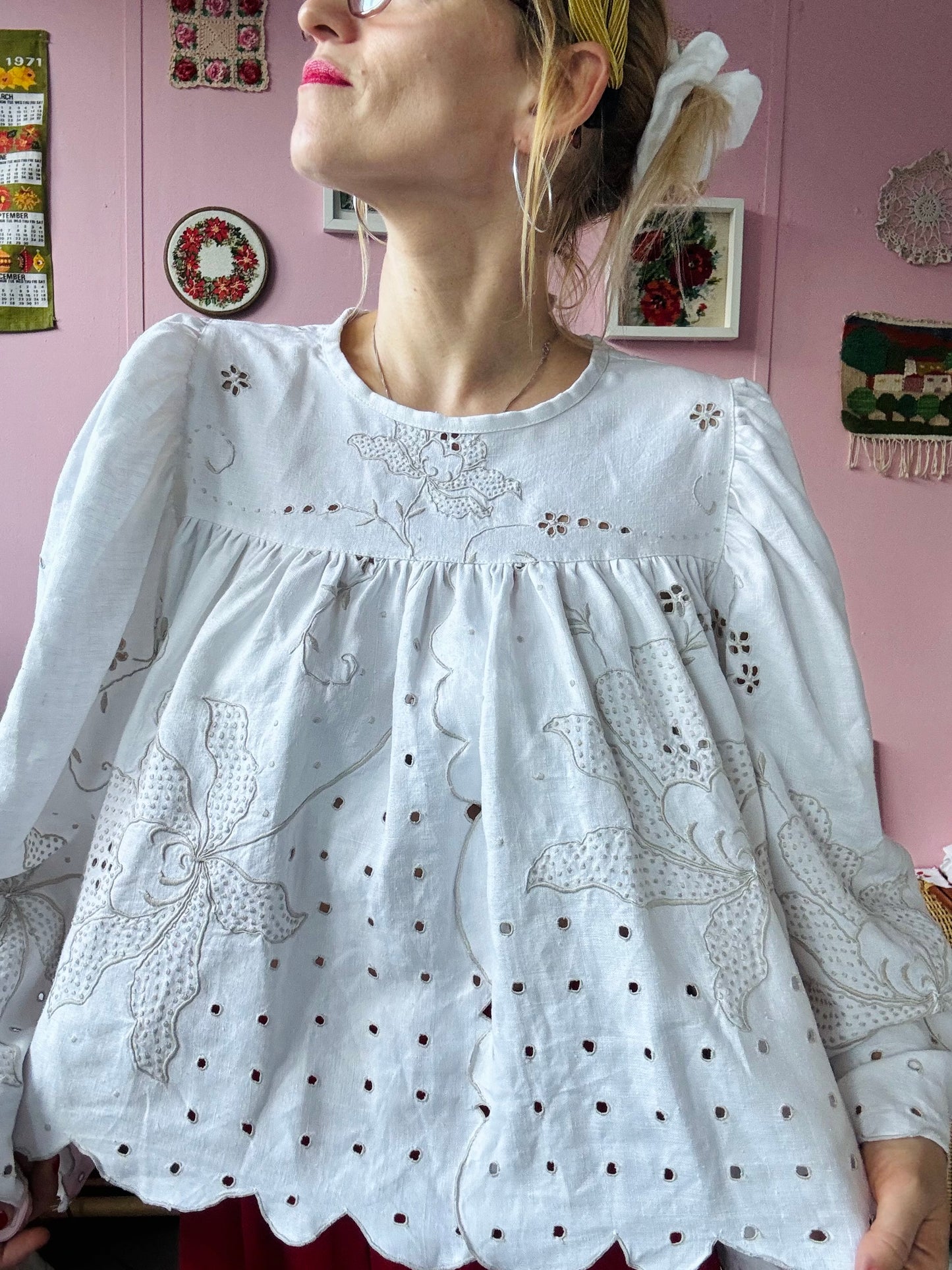 Linen Madeira blouse with wide sleeves