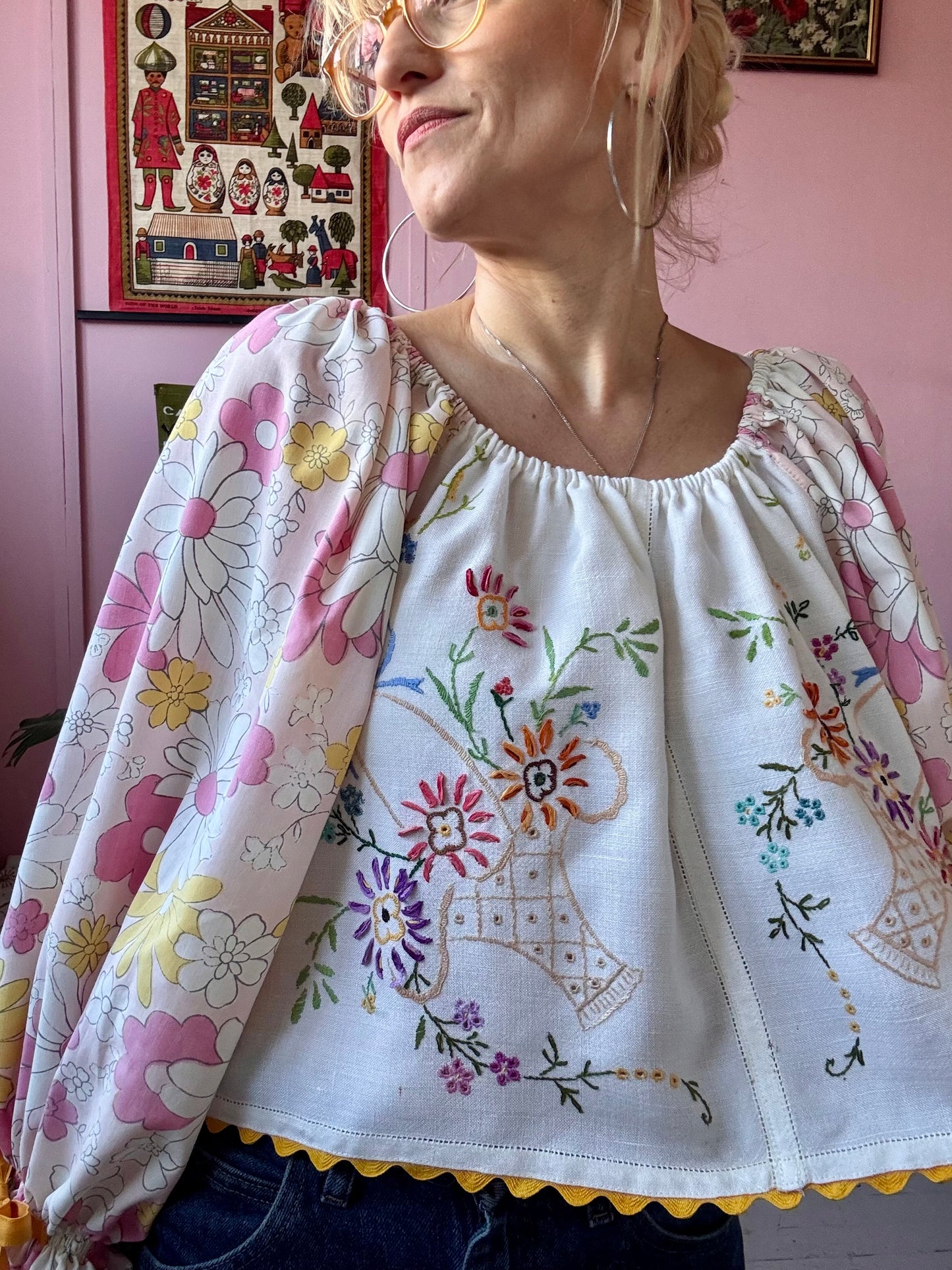 Pink/yellow floral top