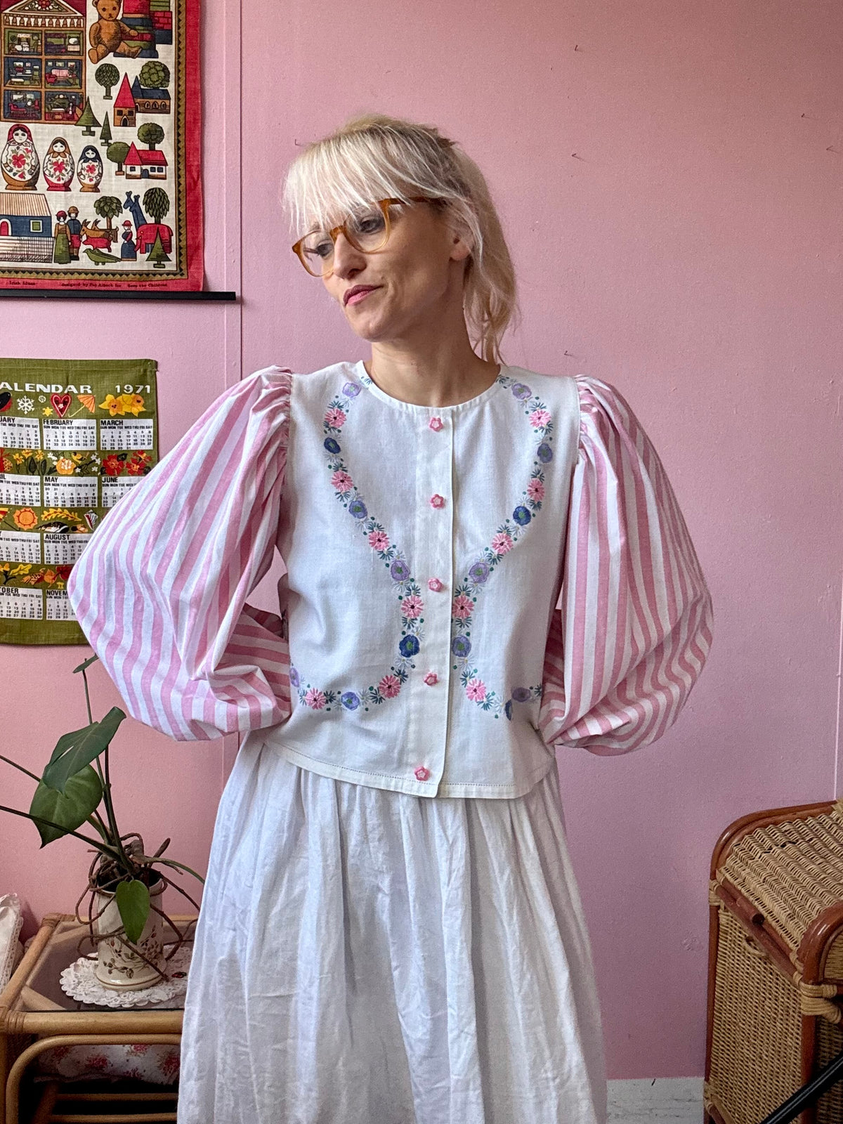 Floral and stripes blouse