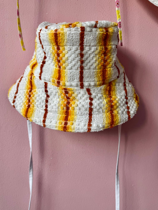 Orange/brown/yellow towel bucket hat