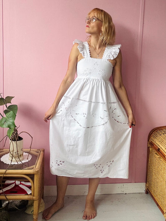 White midi dress with straps