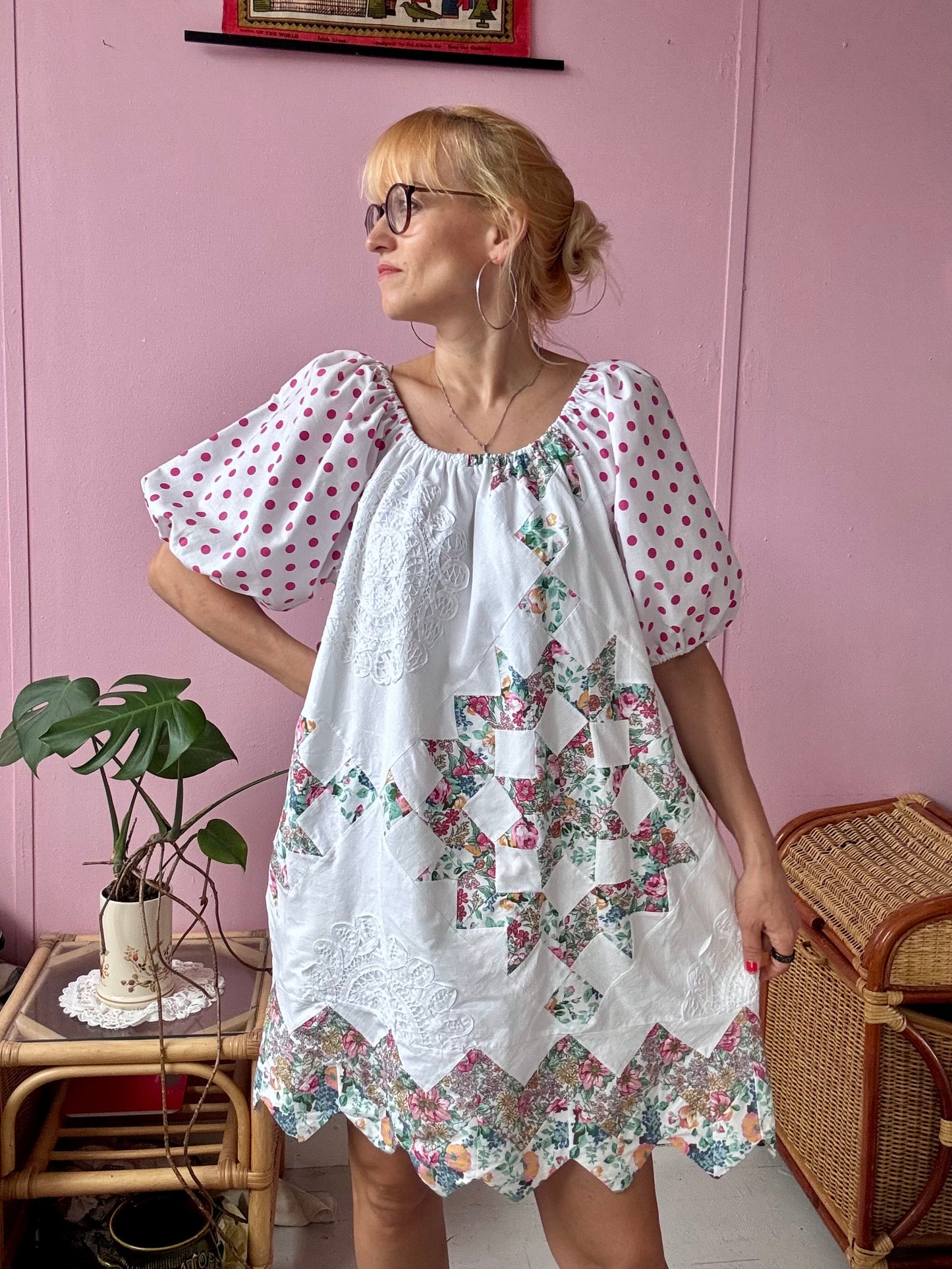 Patchwork and dots dress