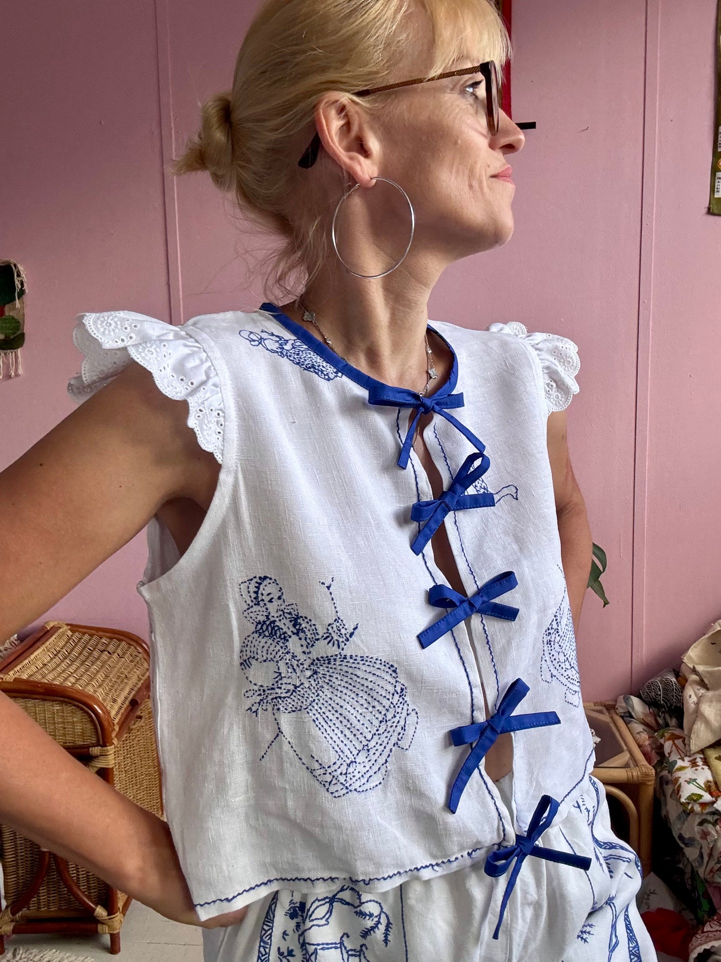 White blouse with hand embroidery