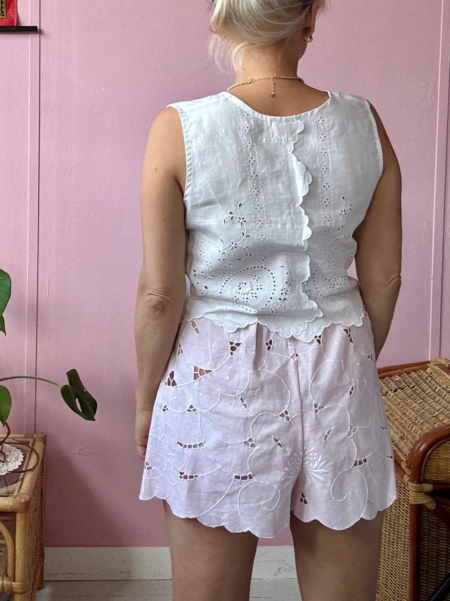 Light pink floral shorts