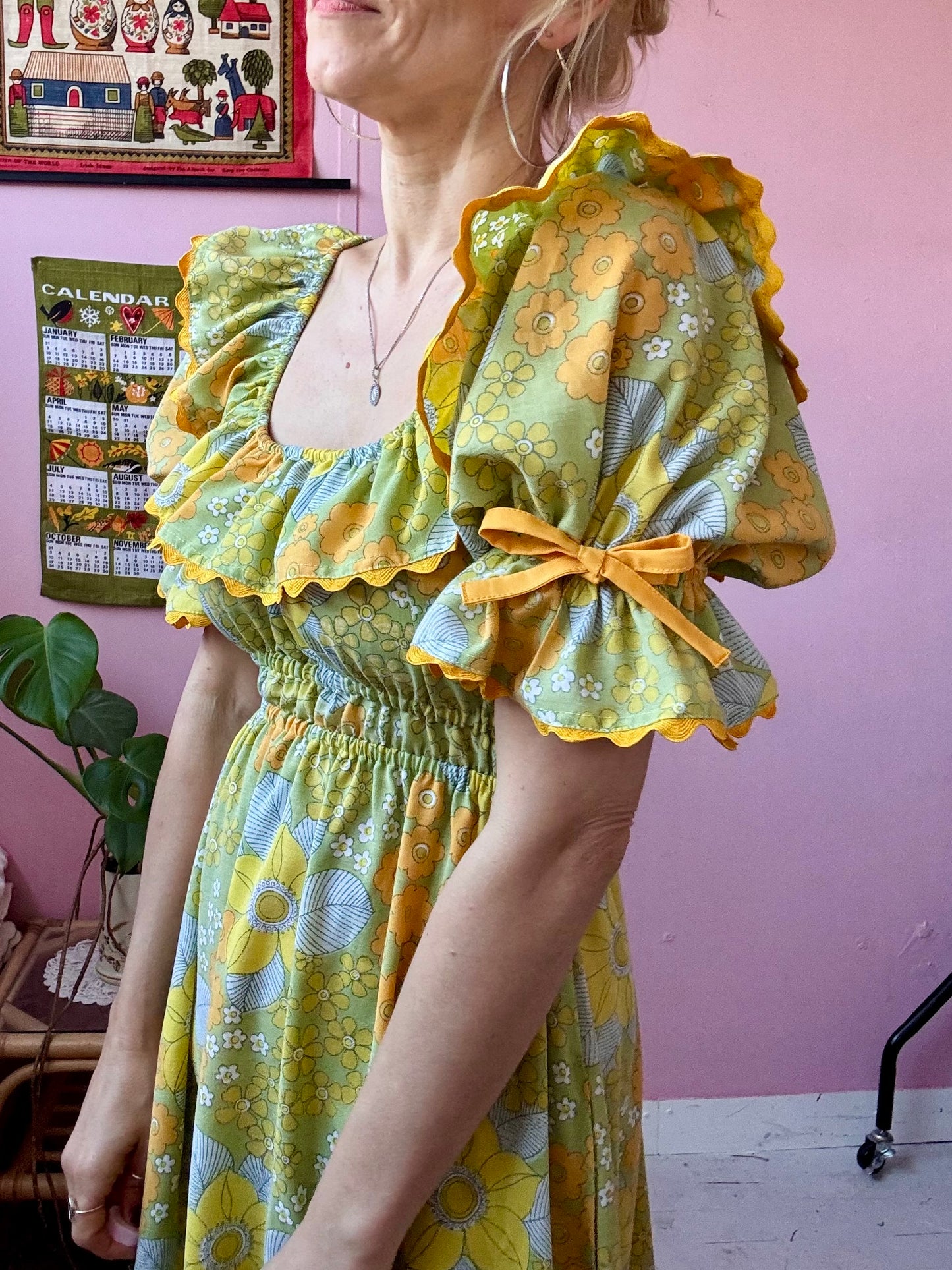 Green/yellow/orange floral dress