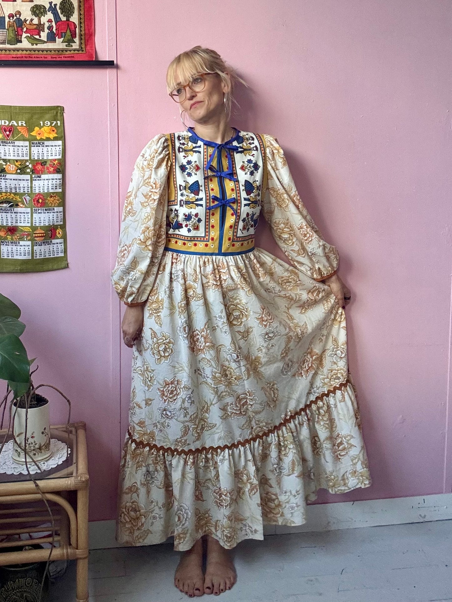 Floral and folklore maxi dress