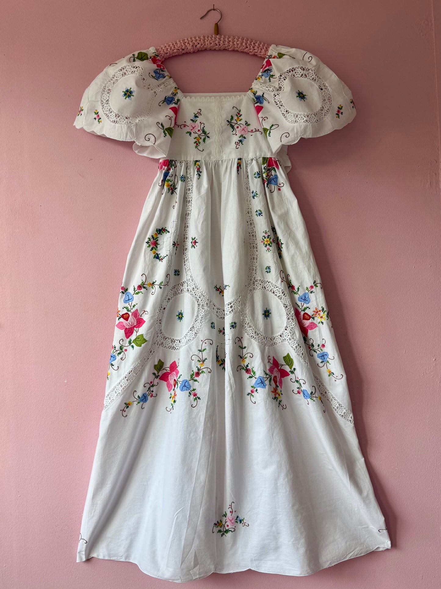 White maxi dress with embroidery