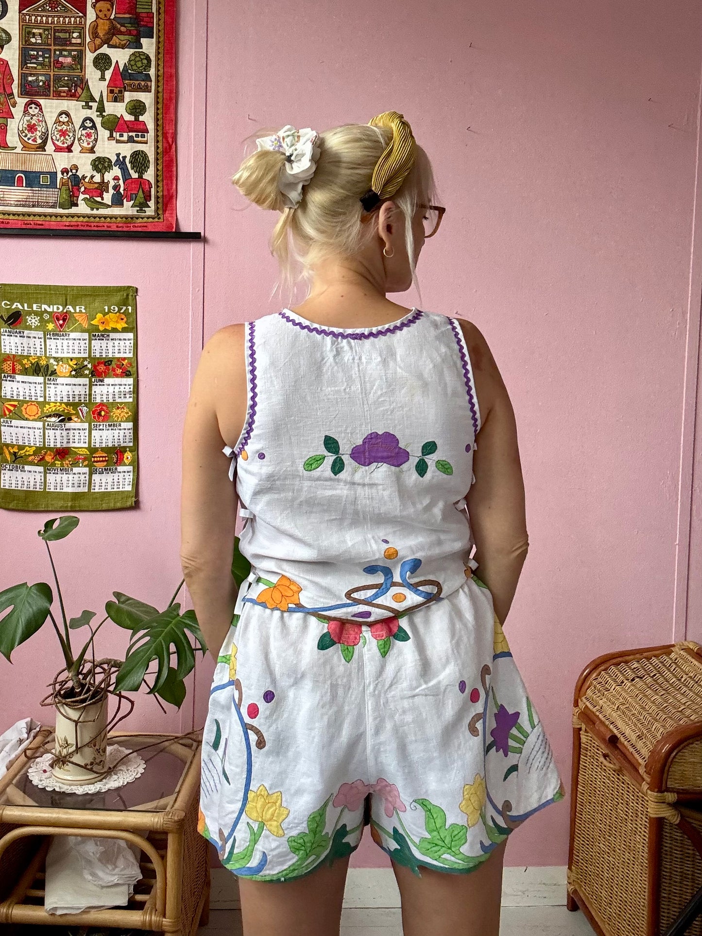 Shorts set with purple ric rac