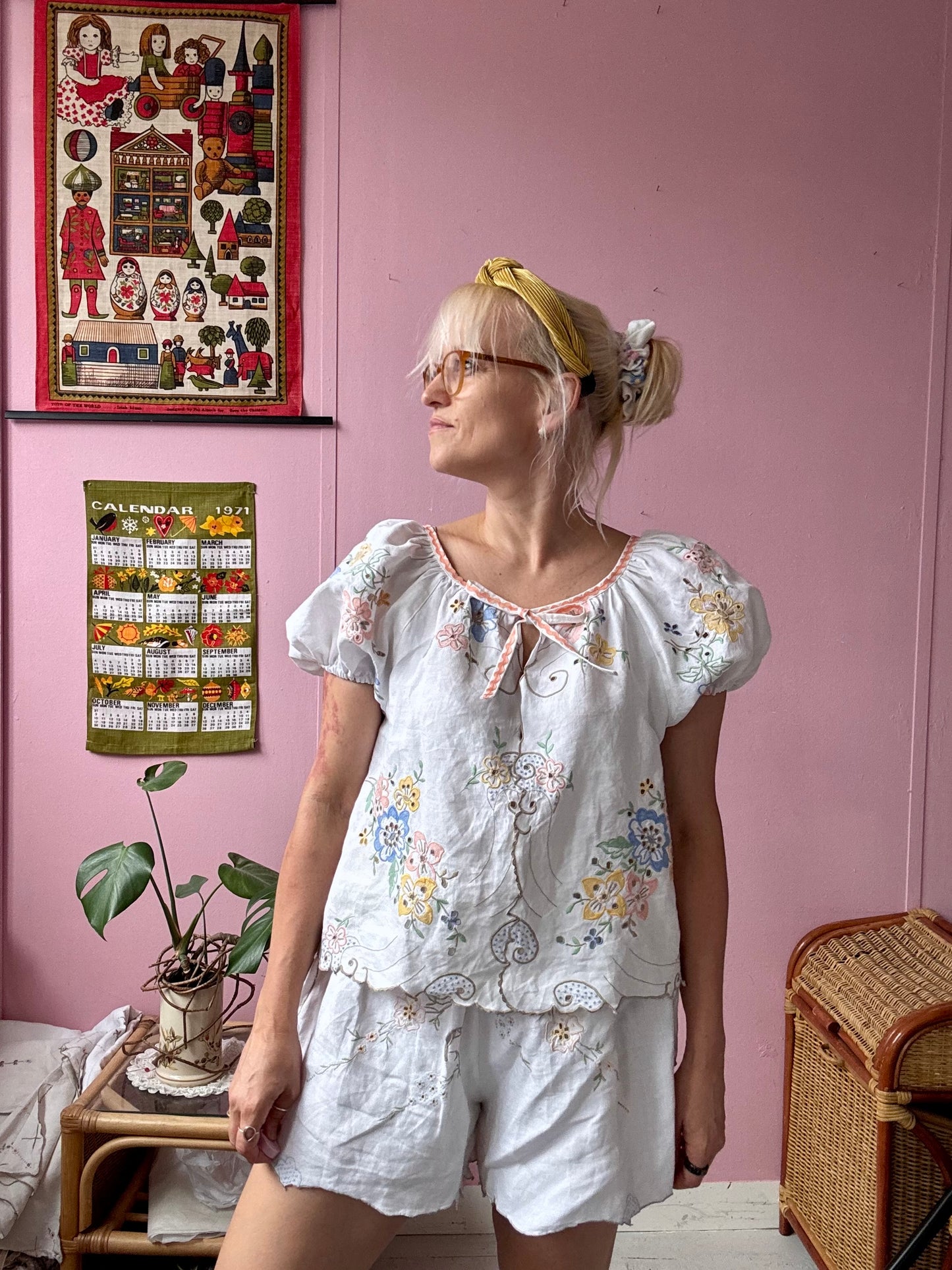 Madeira blouse with peach ric rac