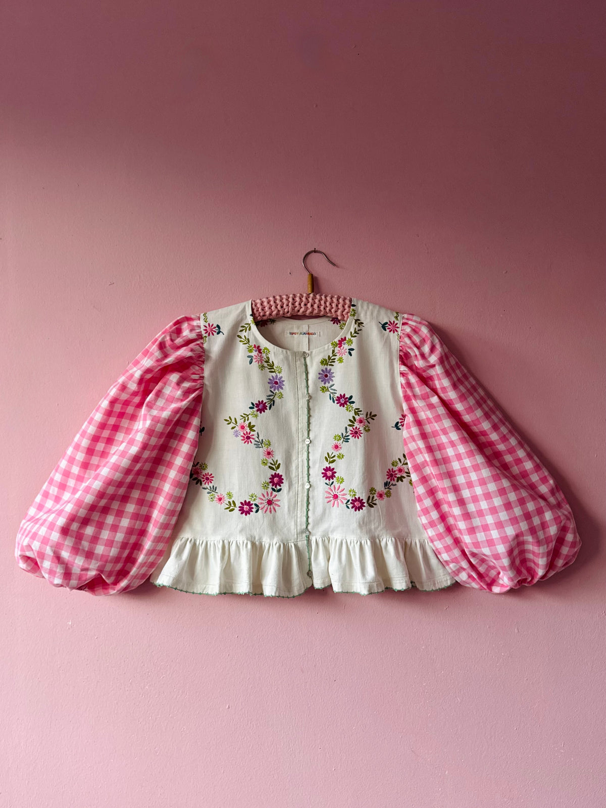 Floral and gingham blouse