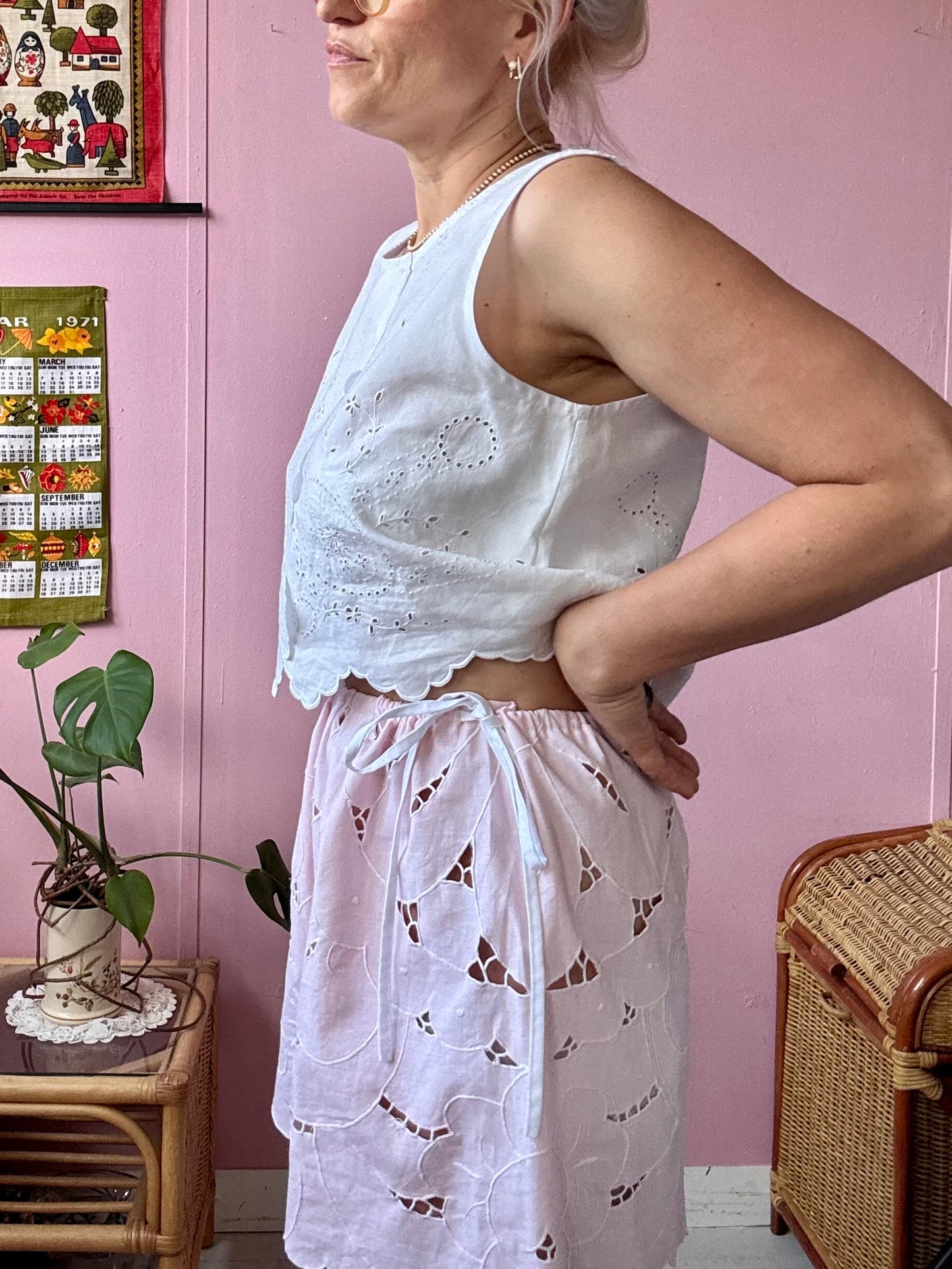 Light pink floral shorts