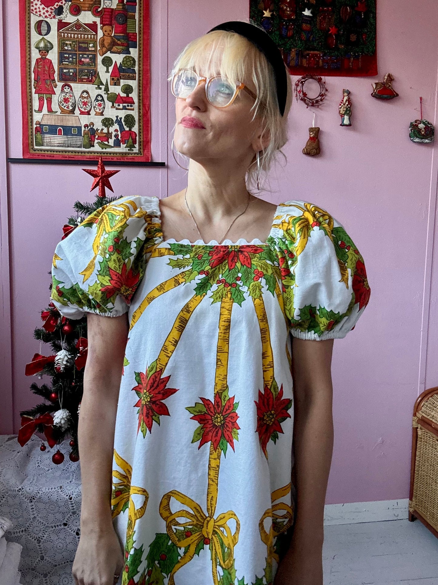 Christmas print mini dress