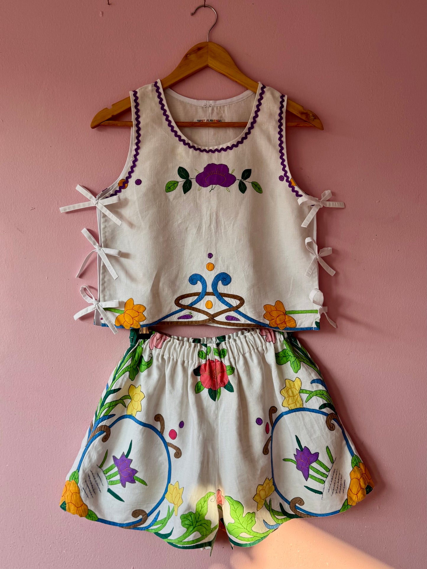 Shorts set with purple ric rac