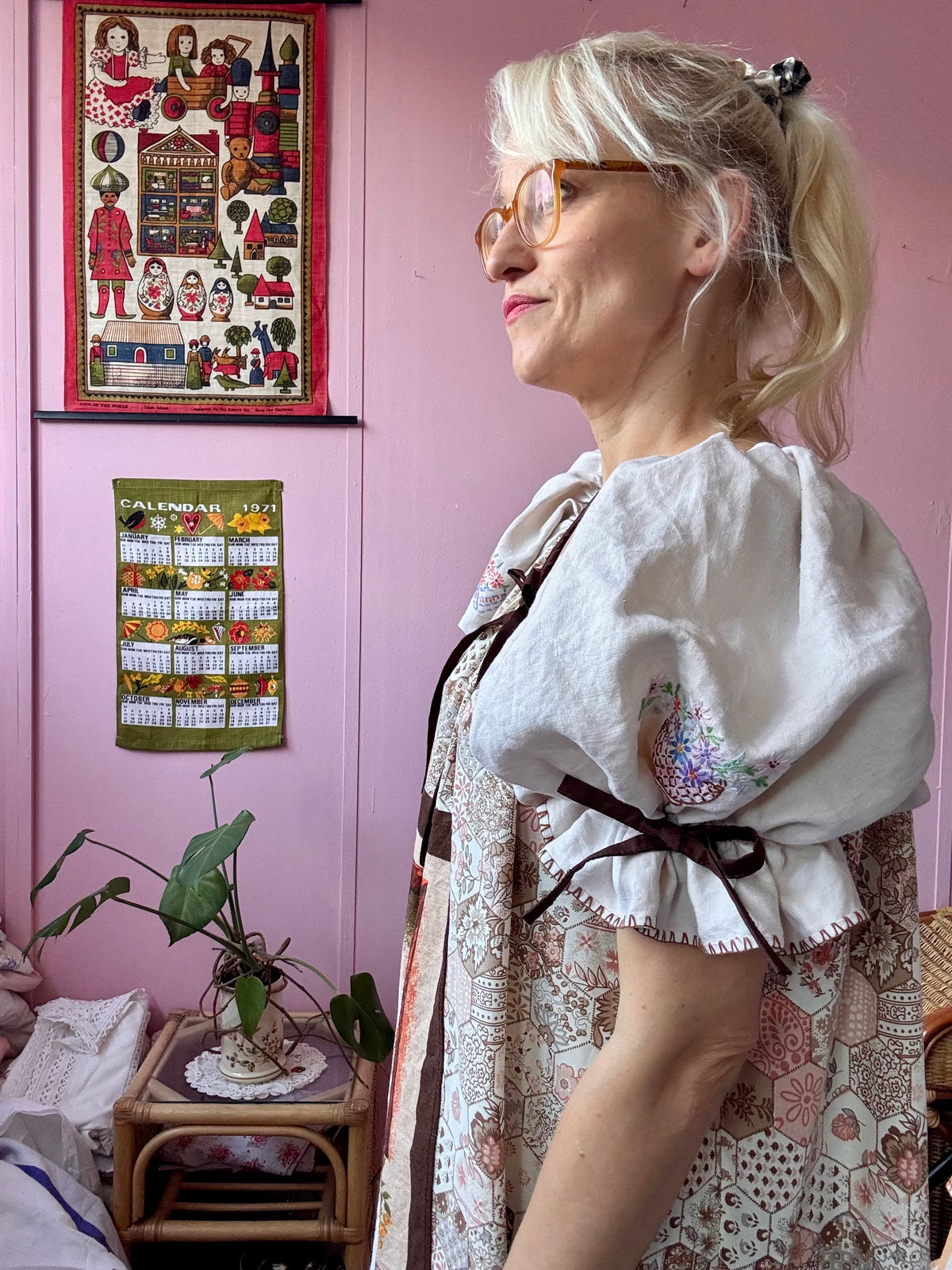 1984 vintage teatowel maxi dress