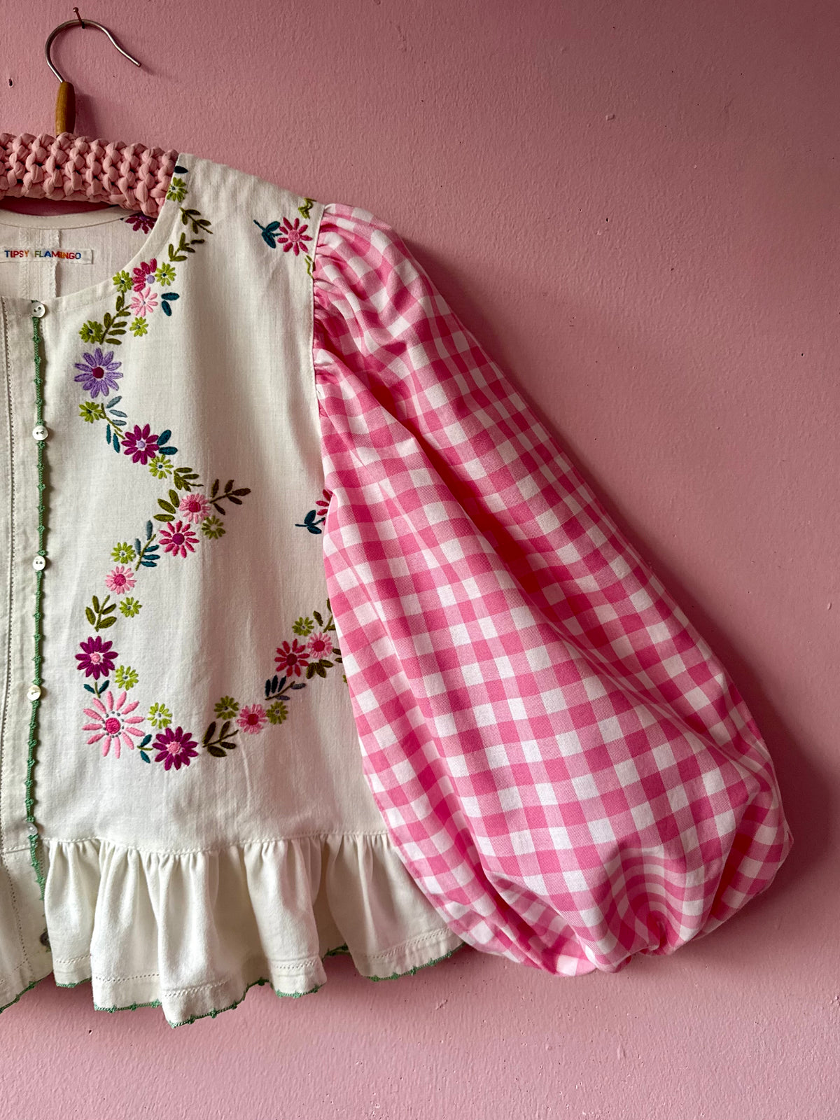 Floral and gingham blouse