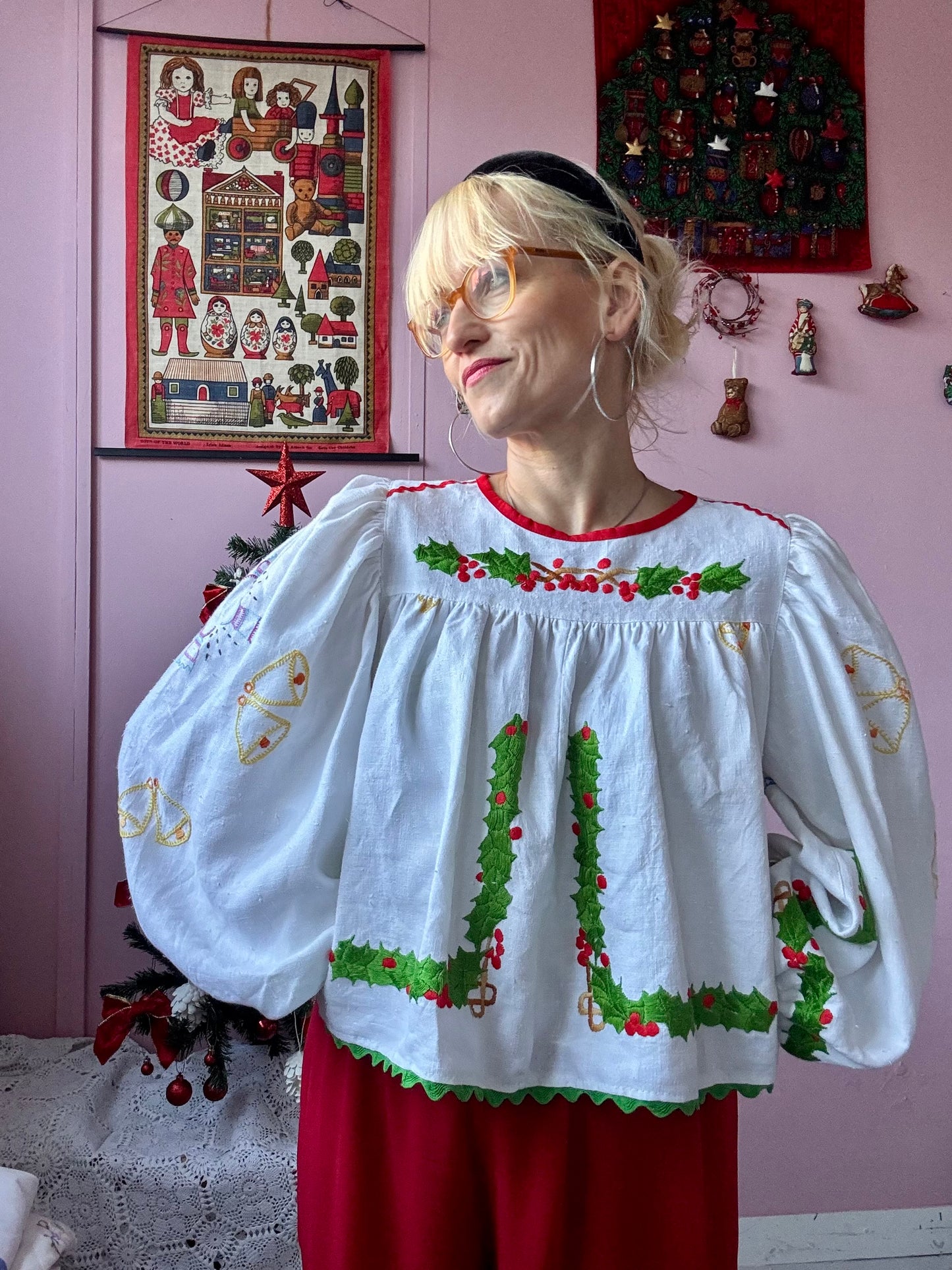 Christmas long sleeves blouse