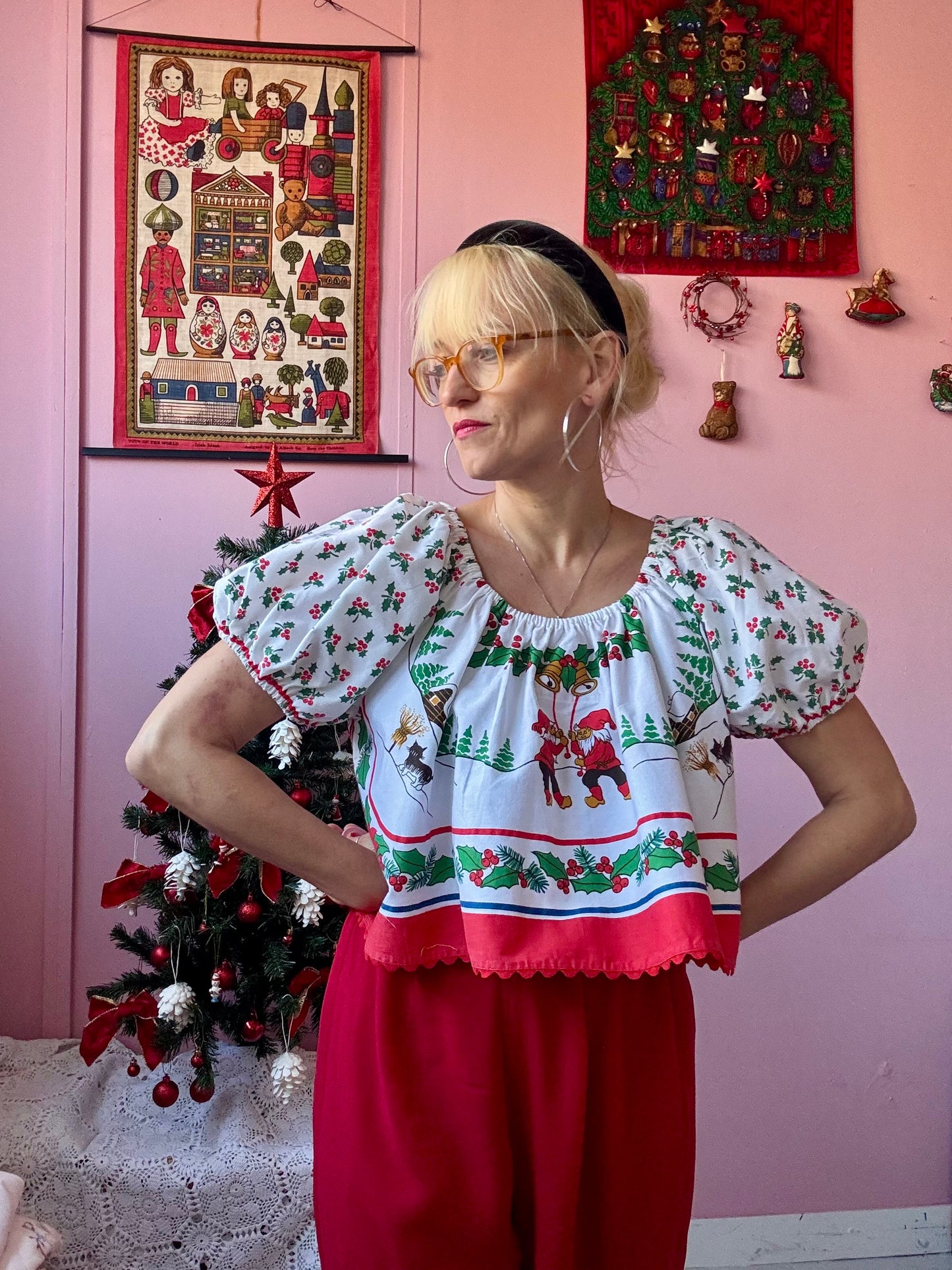 Christmas blouse with red ric rac