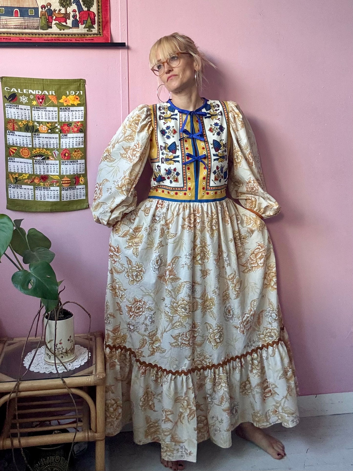 Floral and folklore maxi dress