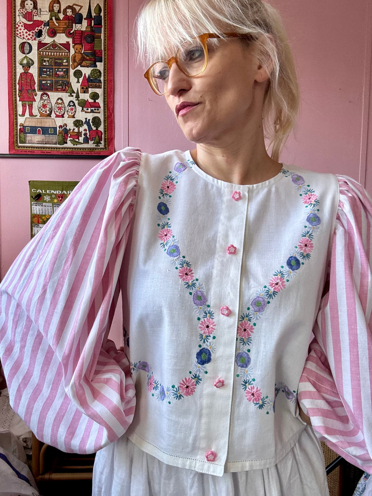 Floral and stripes blouse