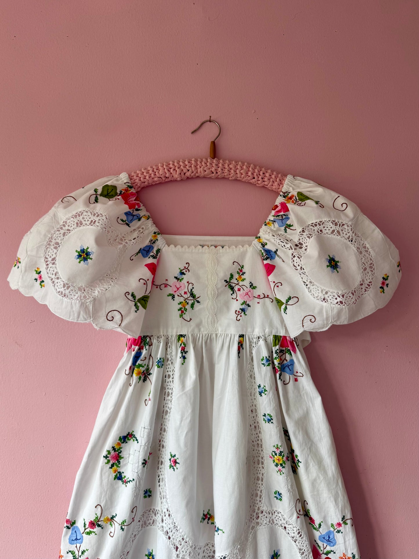 White maxi dress with embroidery