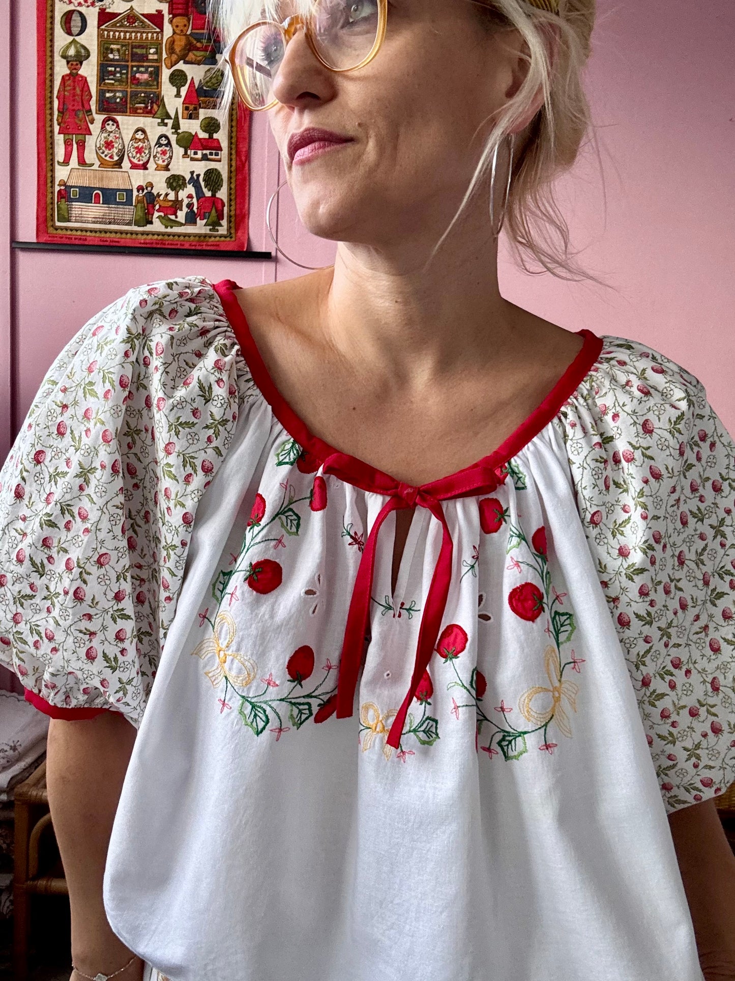 Apple and strawberry blouse