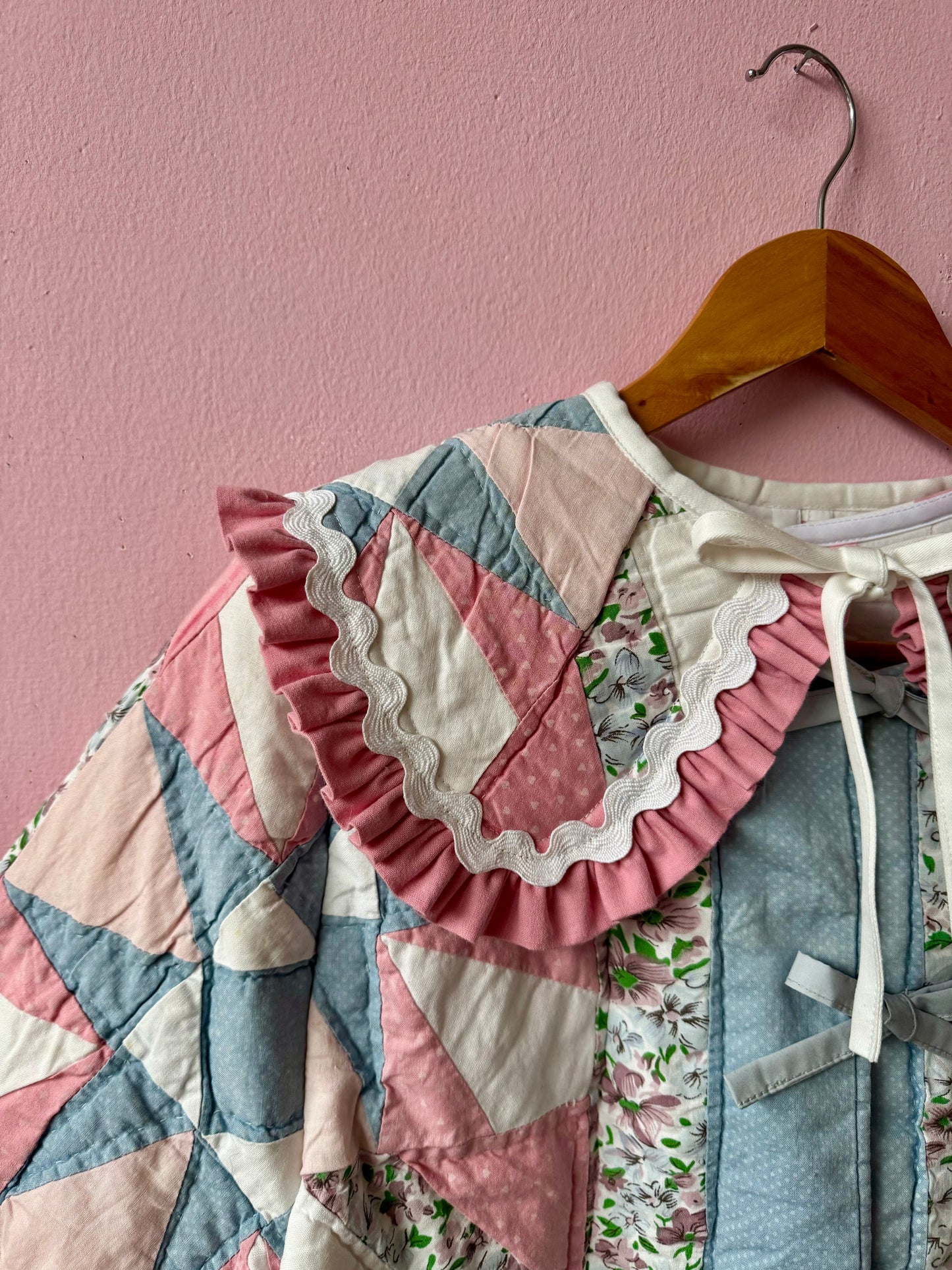 Pink/blue/white patchwork jacket