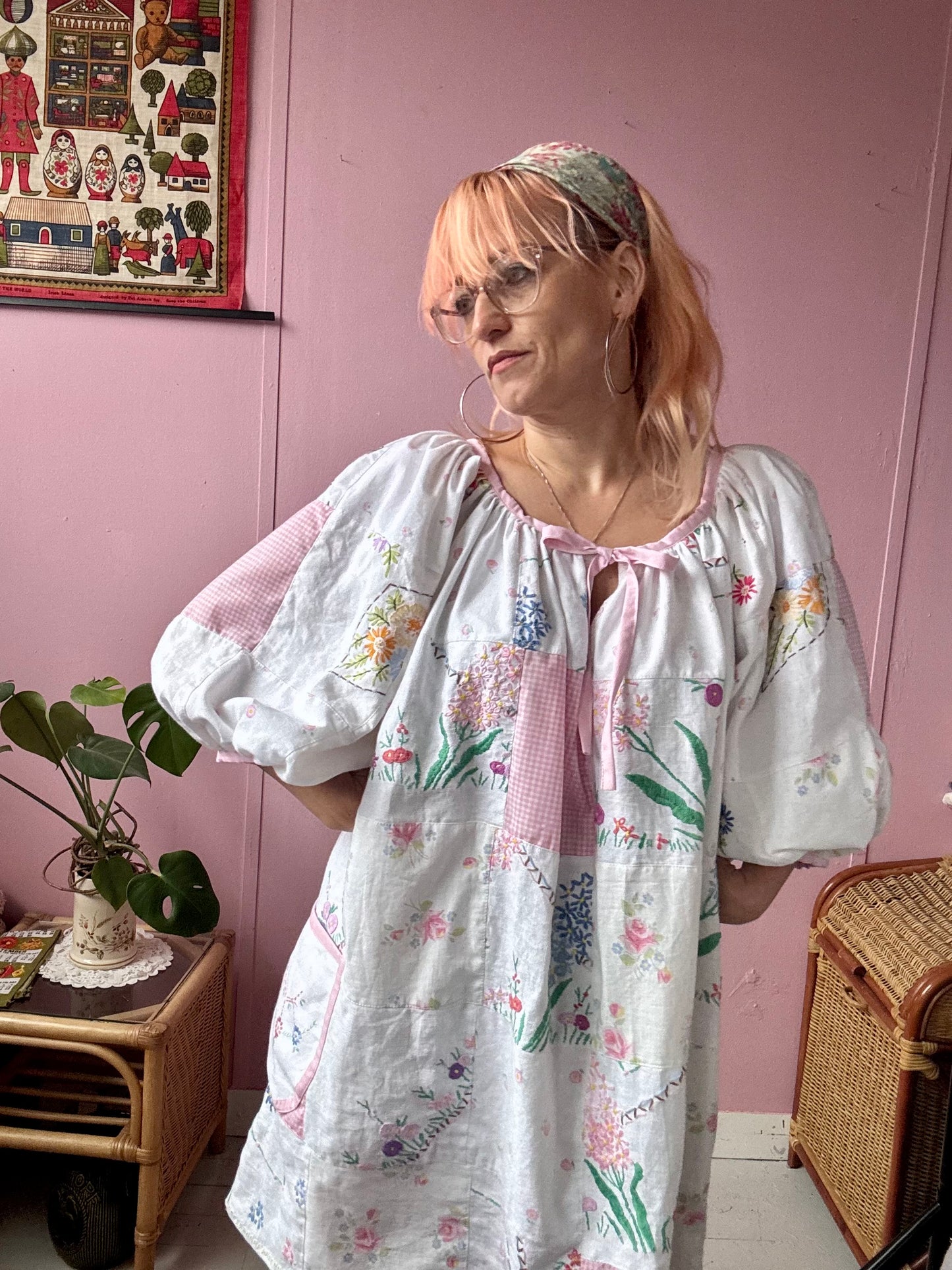 Pink patchwork dress