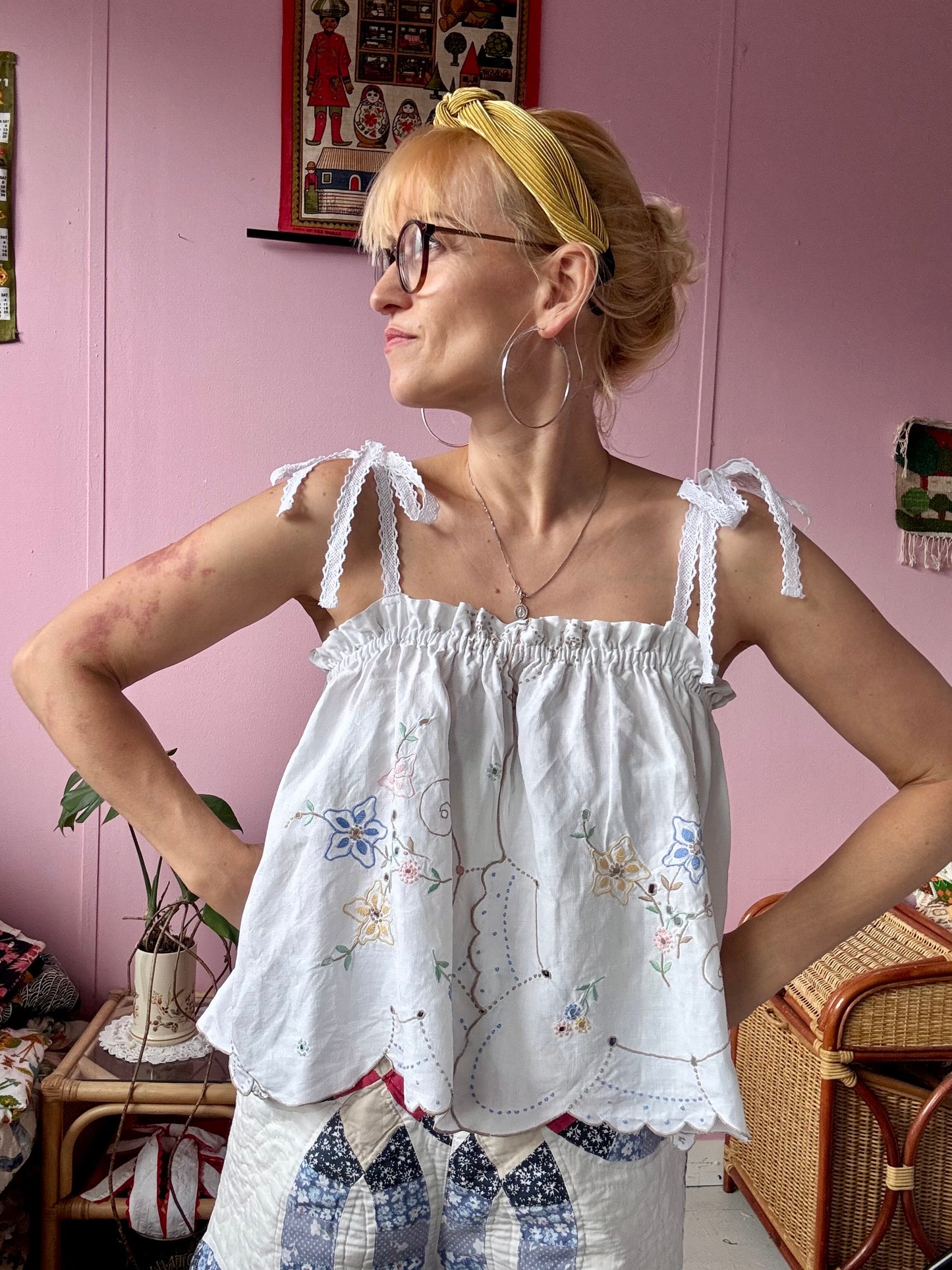 Madeira summer top with lace straps